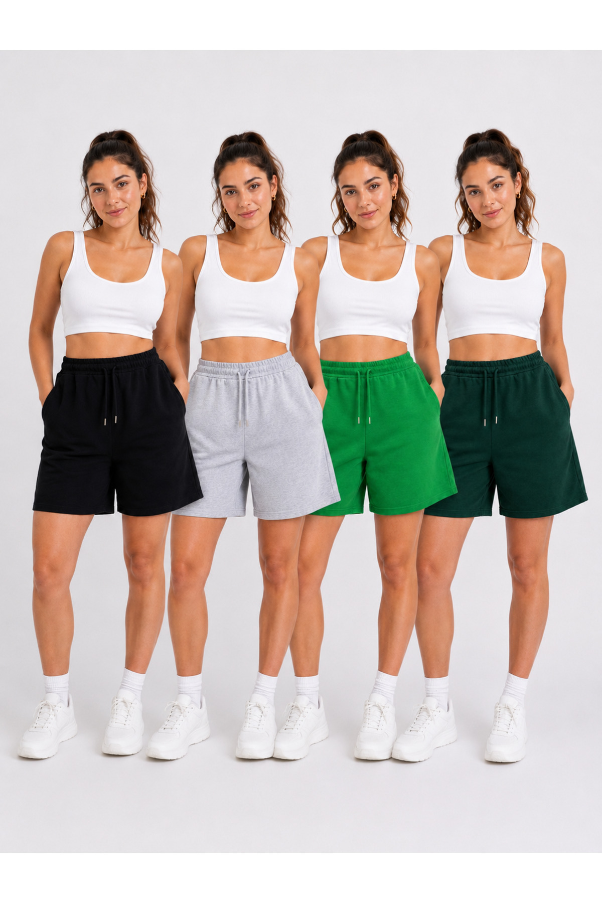 4-Piece Set Oversize Pocket Waist Tied Comfortable Cut Shorts (FOR MEN, CHOOSE 1 SIZE LARGER) 45CM