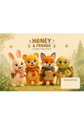 Papelia Honey & Friends Sevimli Orman Karakterleri Temalı Çocuk Resim Defteri...