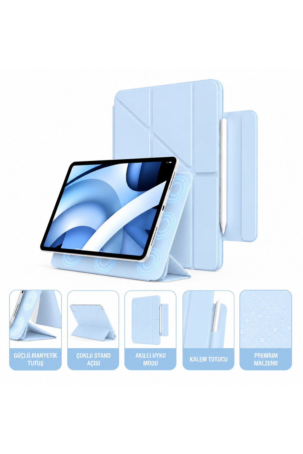 iPad A16 2025 / iPad 10. Generation 2022 Compatible Magnetic Case Tablet Case with Foldable Stand and Pencil Holder with Smart Sleep Mode