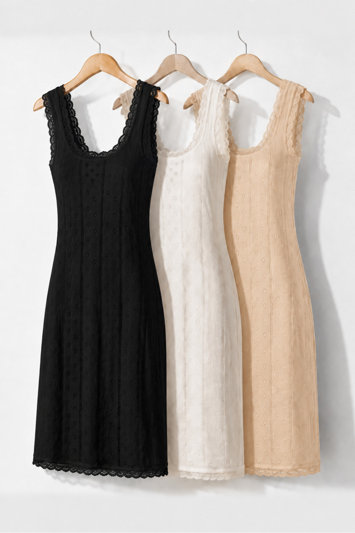 Ladytime 3-Piece 100% Cotton Lace Detailed Chemise & Nightgown Set - 241
