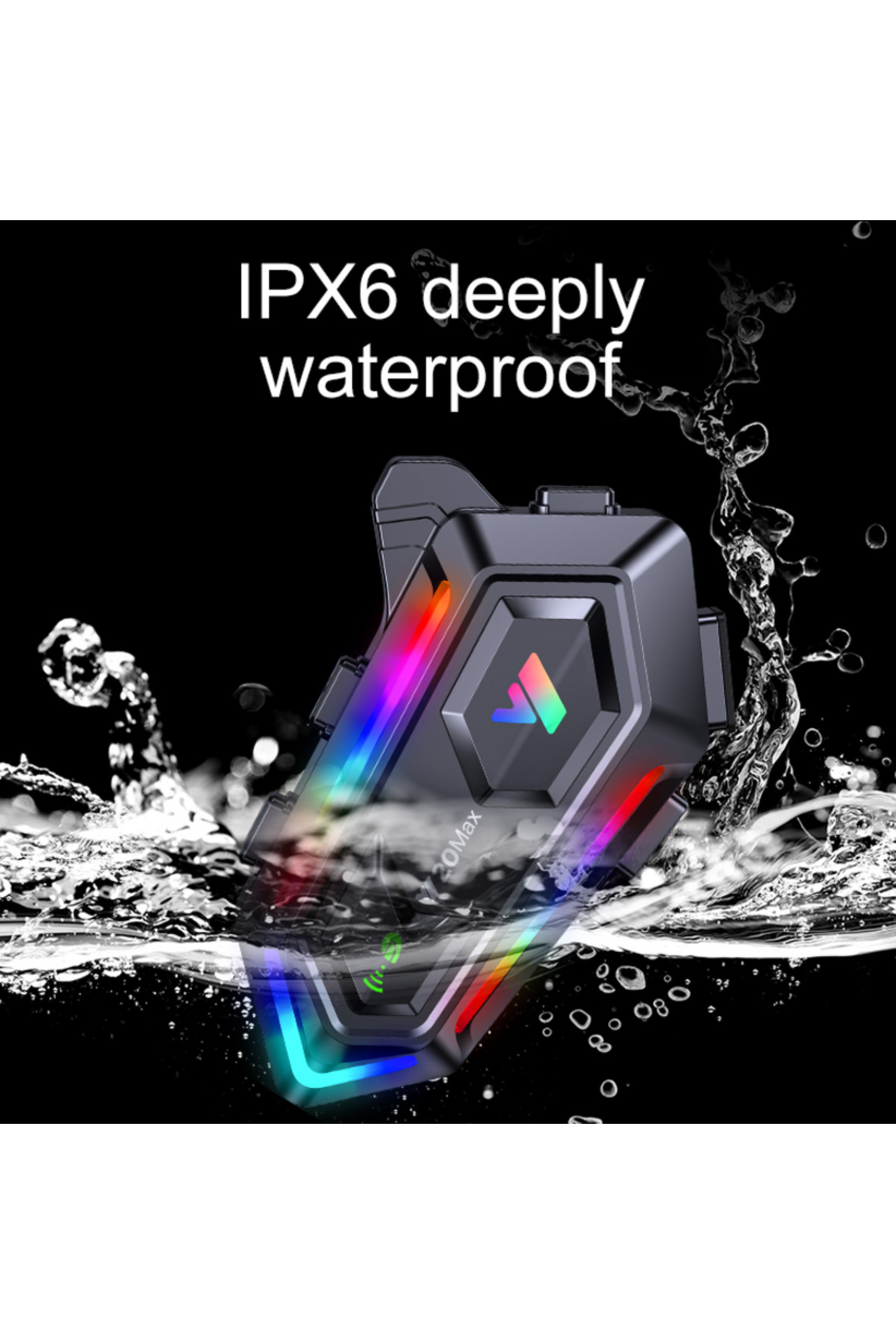 هدست موتورسواری Y20MAX با قابلیت ارتباط دو نفره، ضد آب، با نور RGB و مناسب برای کلاه کاسکت 5.3