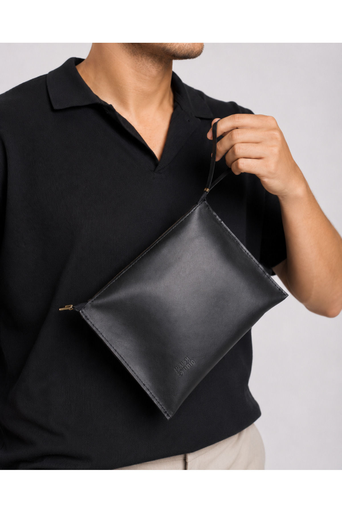 PLUSH STUDIO ISTANBUL NOIR CASE Hakiki Deri Clutch El Çantası | Şık, Minimal & Zamansız Tasarım