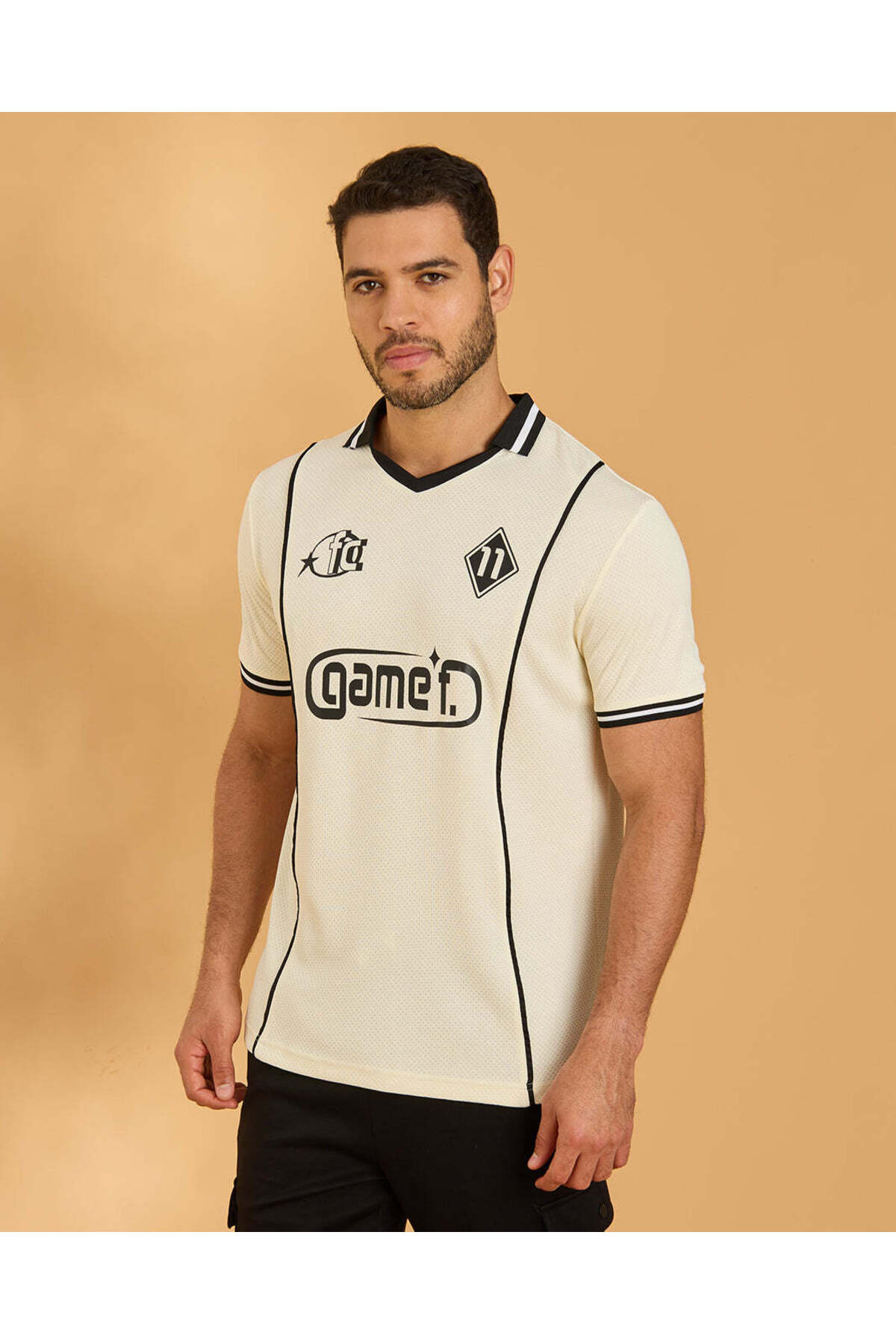 REDTAG Men Ivory Sports Interlock Polo T-shirt