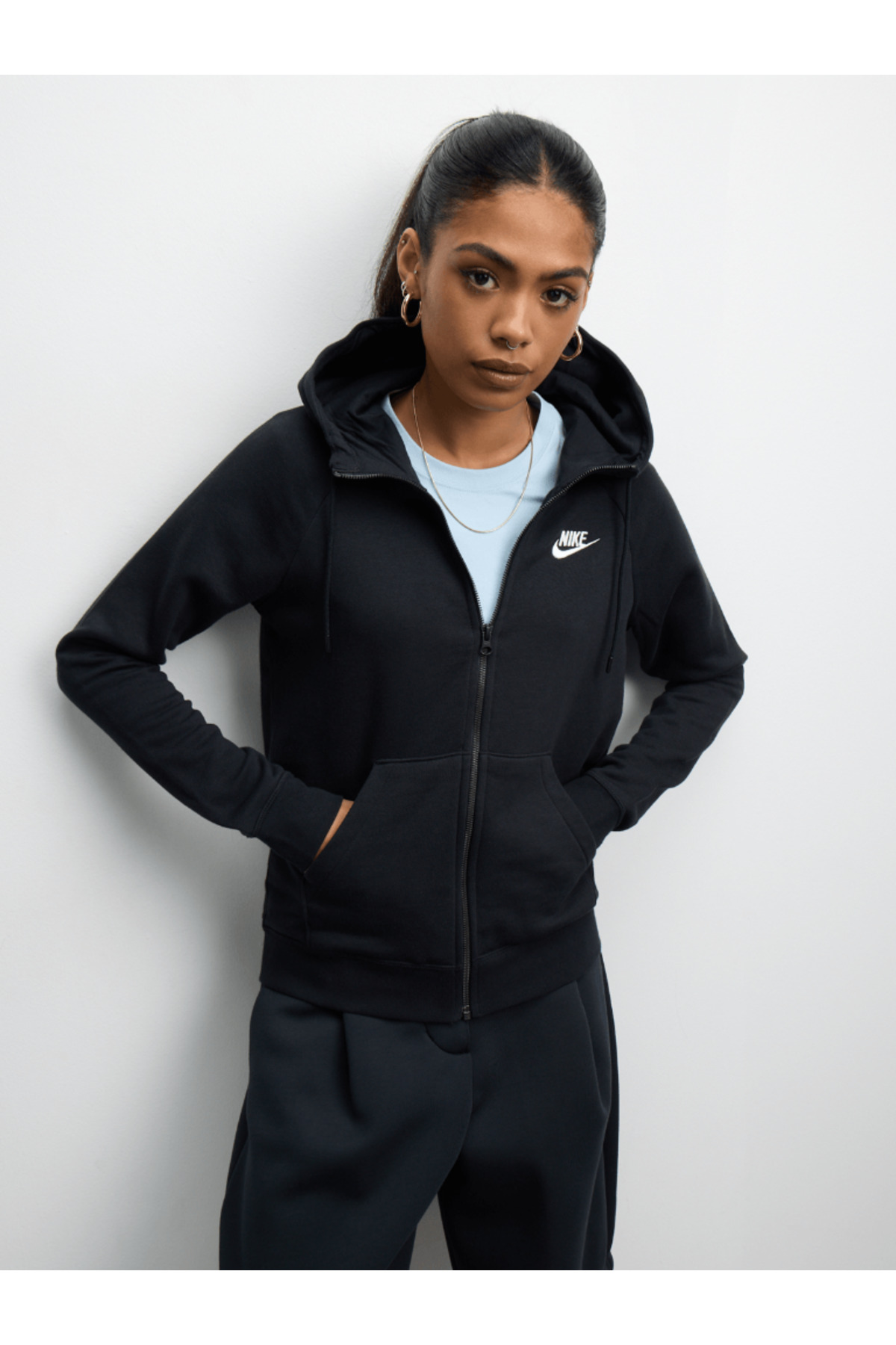 Nike Sportswear Essential Full-Zip Fleece Hoodie Siyah Kadın Sweatshirt