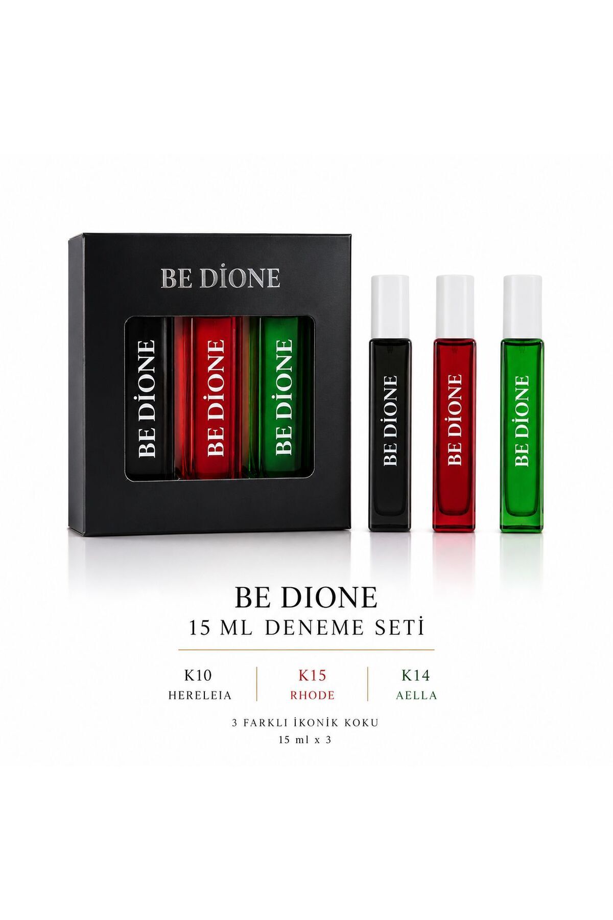 Be dione Discovery Set Kadın Parfüm Seti 3 x 15 ml EDP | Hereleia, Aella ve Rode — kadın set