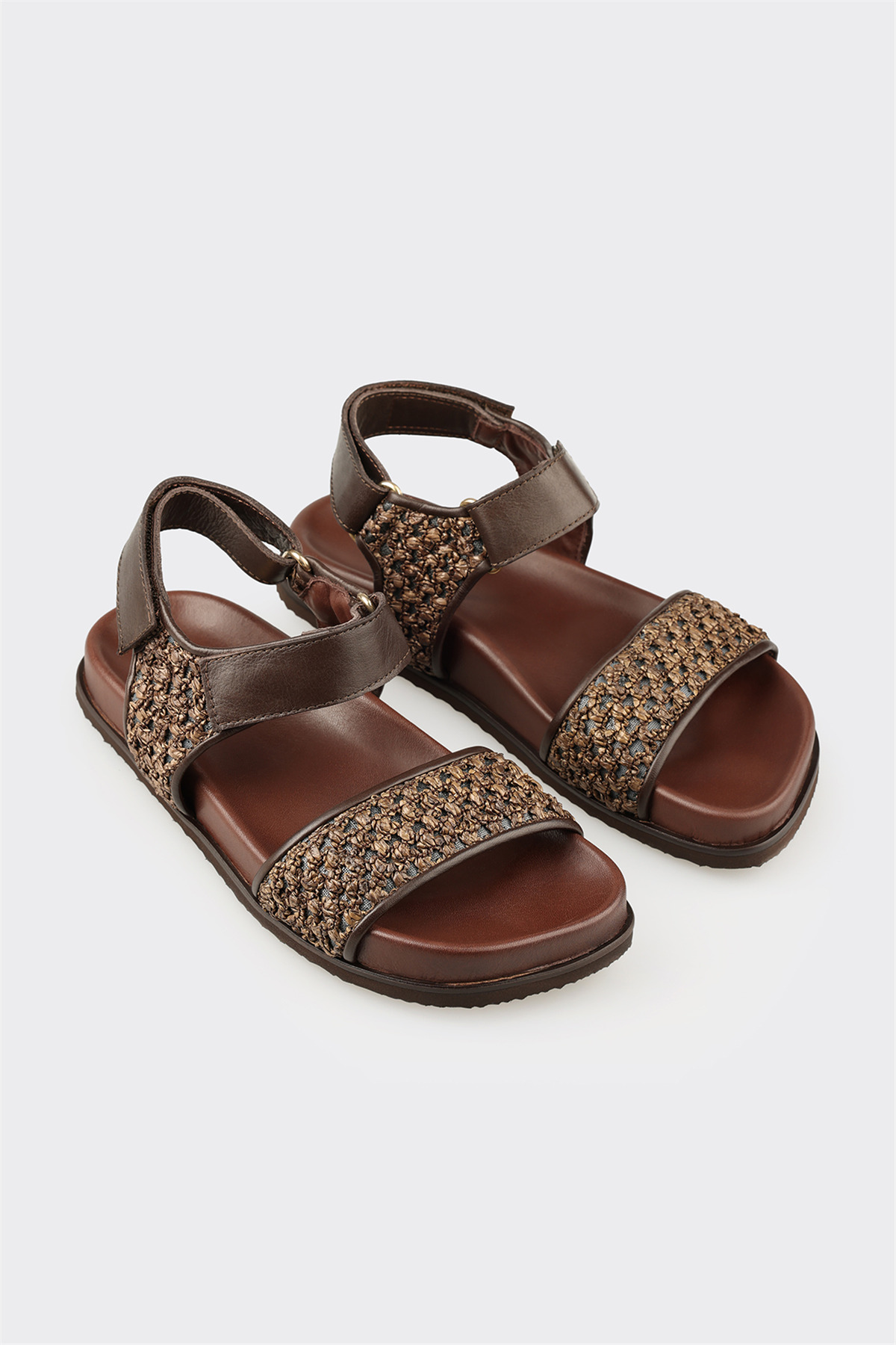 Elle Shoes Kahve Deri Kadın Sandalet görsel 2