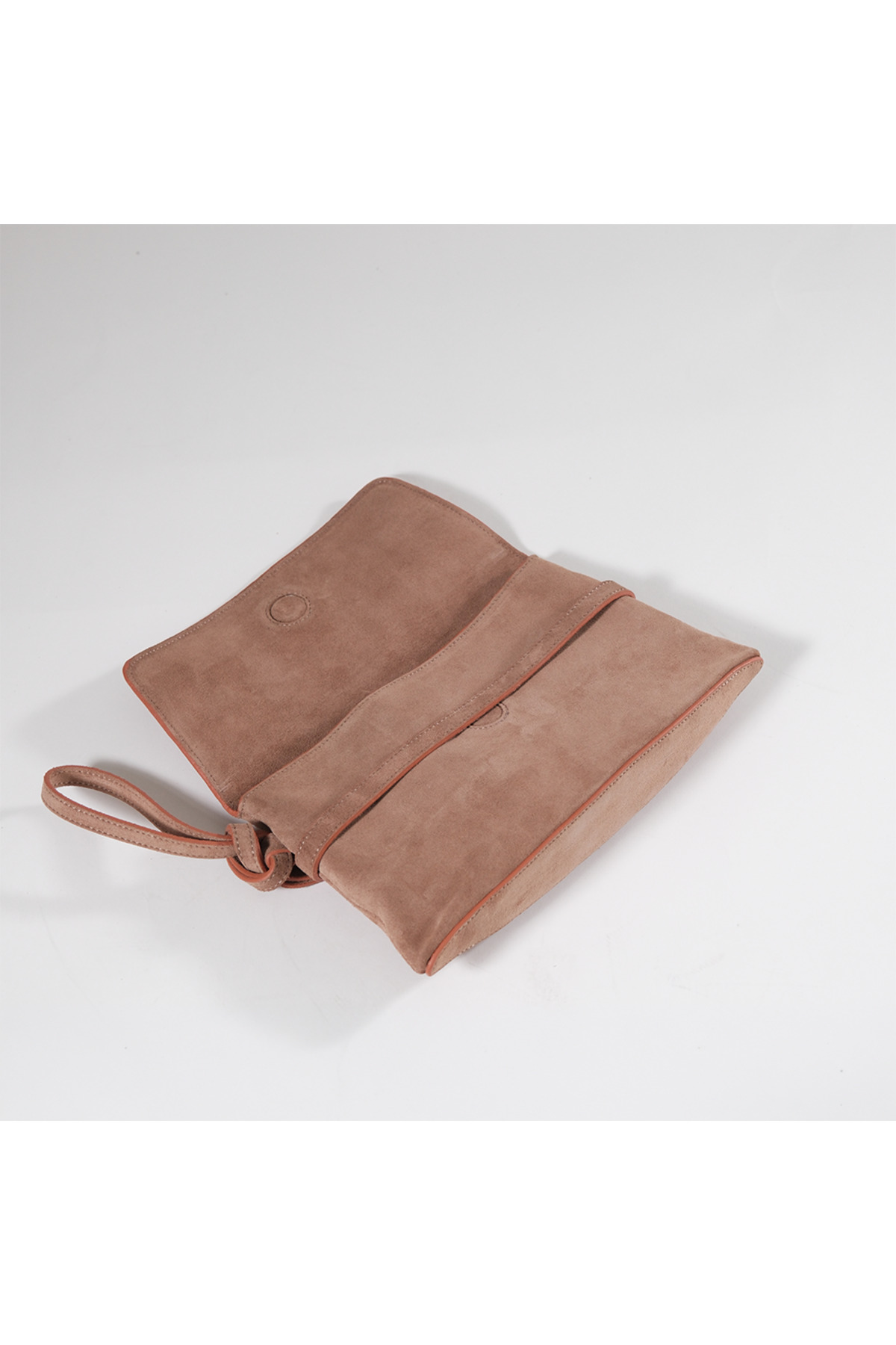 BEGRA ATELIER BEGRA Elara %100 Hakiki Süet Clutch Çanta - Bej (Desert) görsel 6
