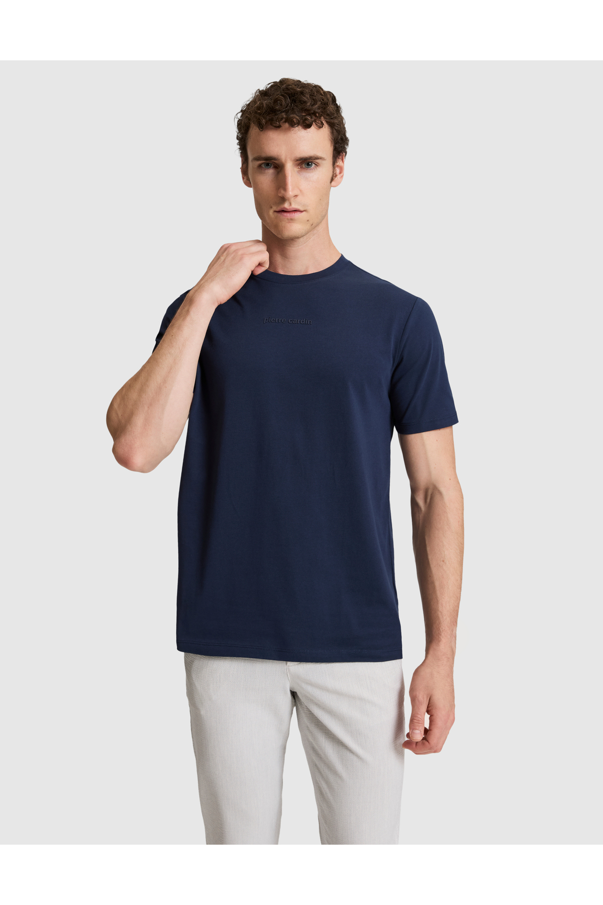 Pierre Cardin Navy Blue Regular Fit 100% Cotton Crew Neck T-Shirt 50327872-Vr033