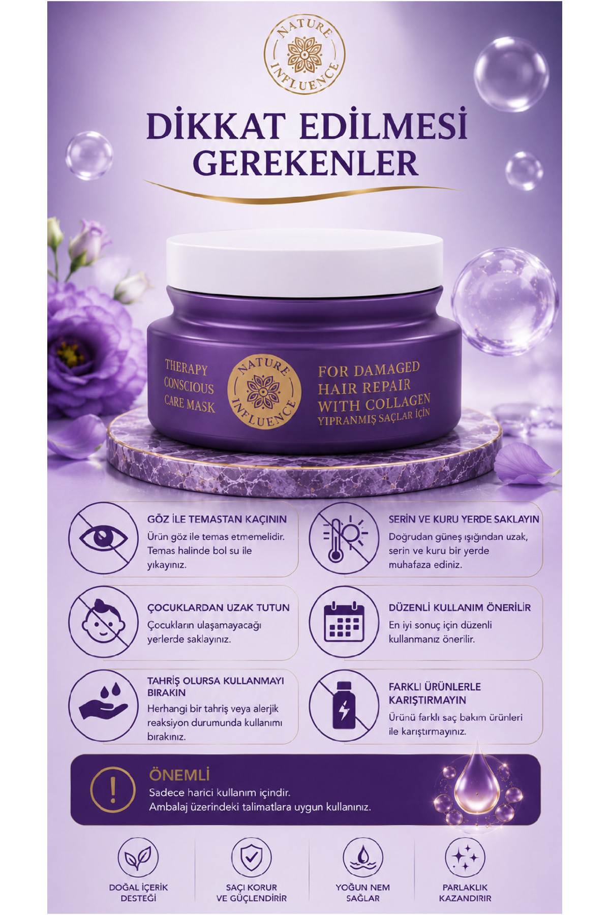 KOLAJEN TERAPİLİ ONARICI SAÇ BAKIM SERUMU 100 ML — NATURE30 — تصویر 4 از 5