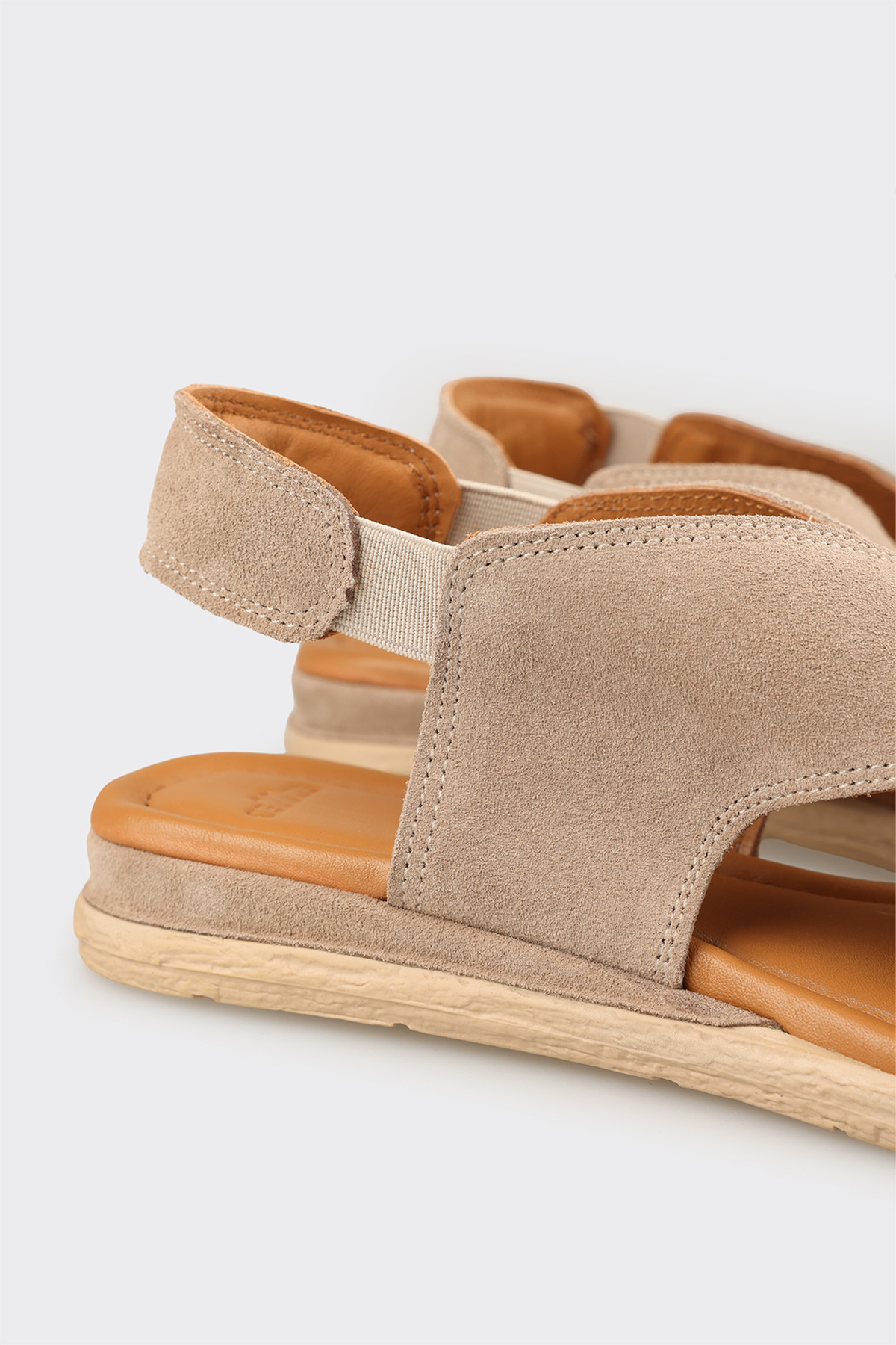 Elle Shoes Bej Deri Kadın Düz Sandalet görsel 5