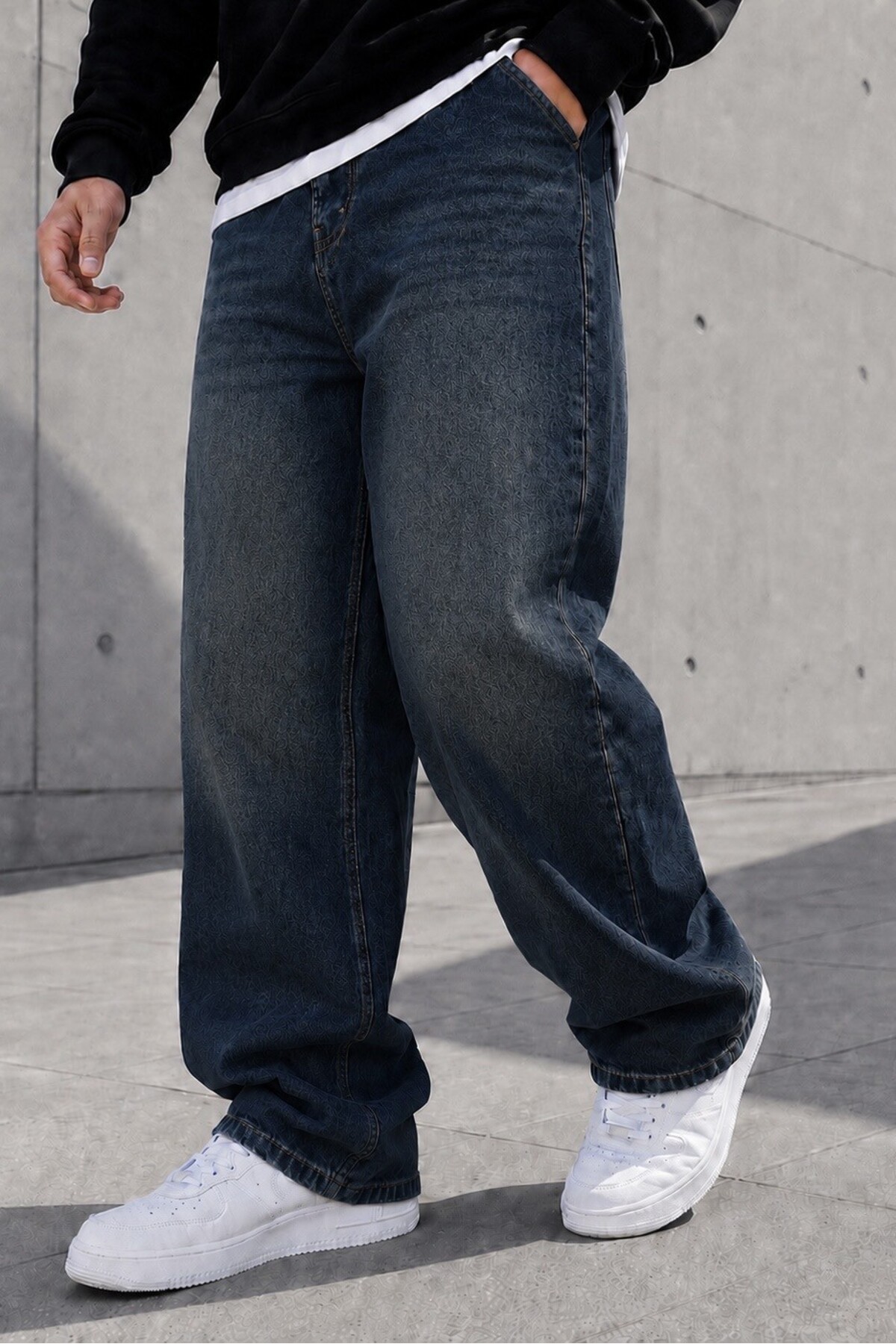 Gussi Erkek Baggy Fit Likrasız Rahat Kesim Kahve Tintli Jean Pantolon