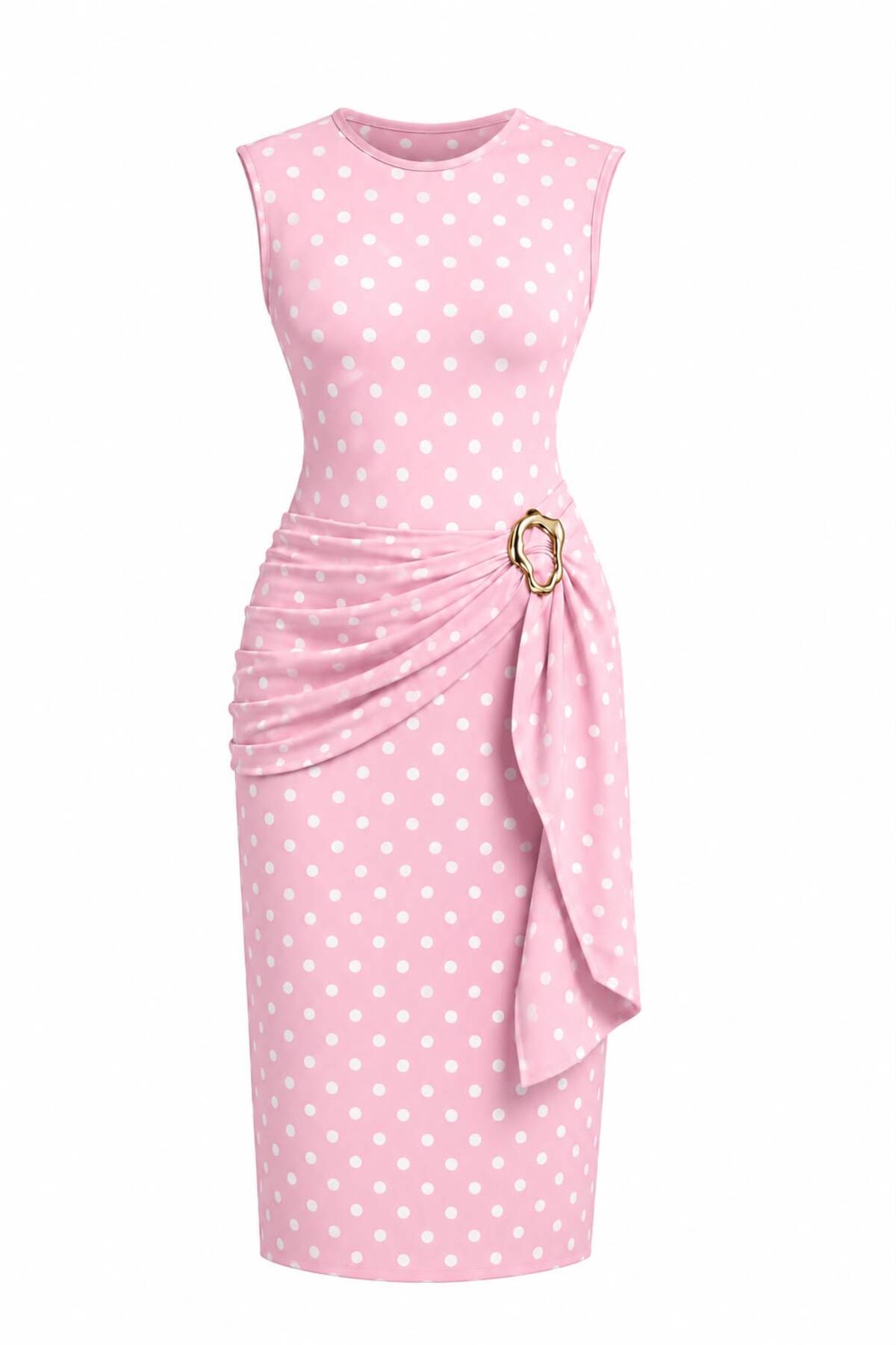 Women's Buckle Detailed Sash Wrap Mold Maxi Size Dress - Sevde Ugur