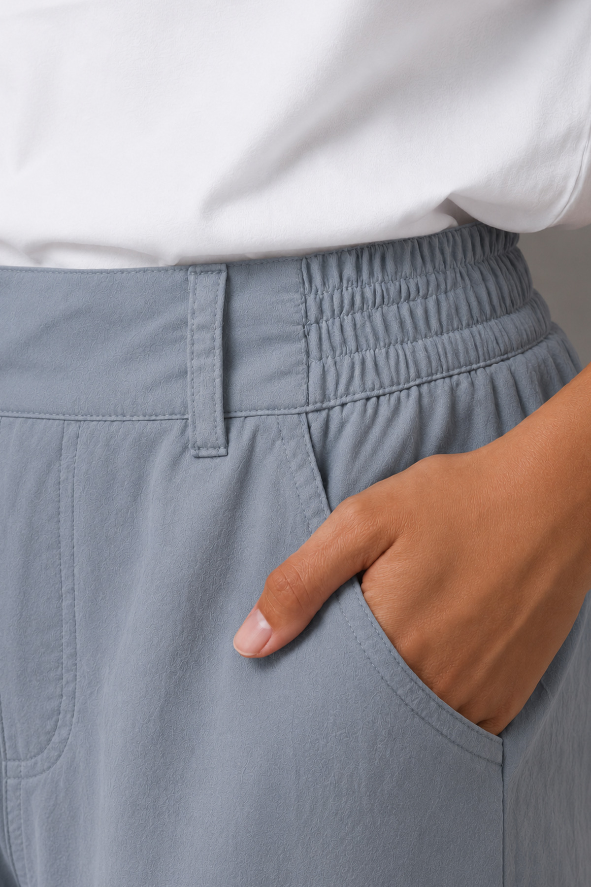 Denvy Denim Kadın Bulut Mavisi Çift Düğme Detaylı Palazzo Pantolon görsel 6