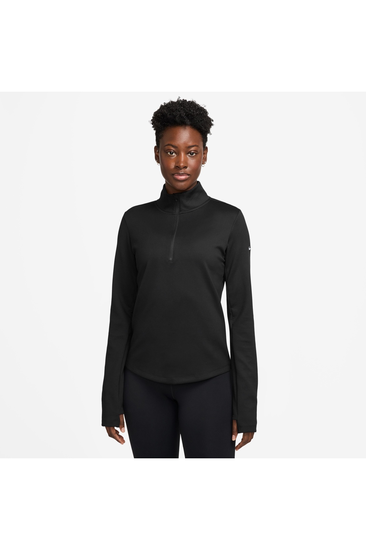 Nike One Kadın Siyah Spor Sweatshirt Termal Yarım Fermuarlı Üst | HV3688-010