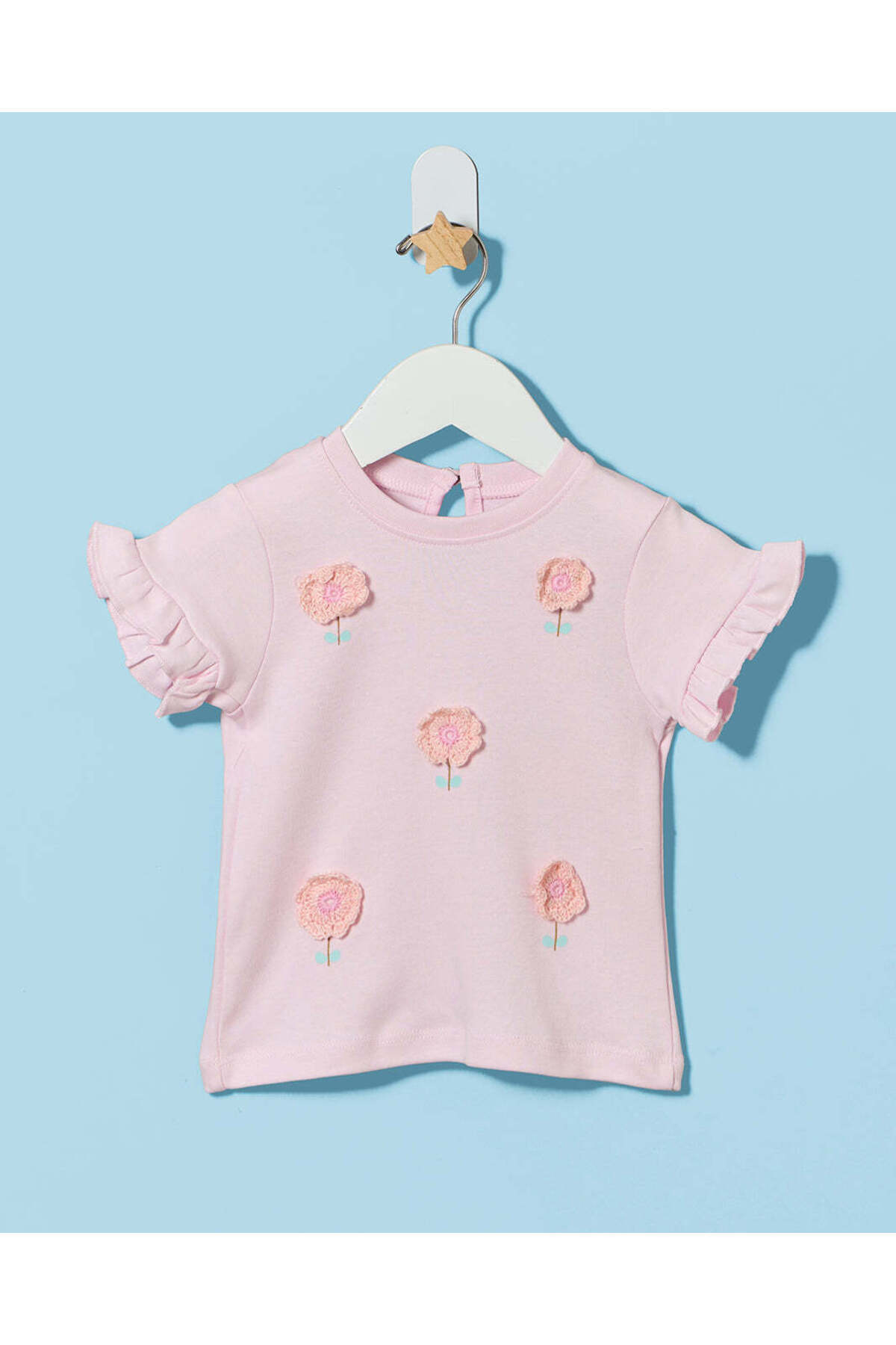 REDTAG Infant Girls Pink Embellished T-shirt