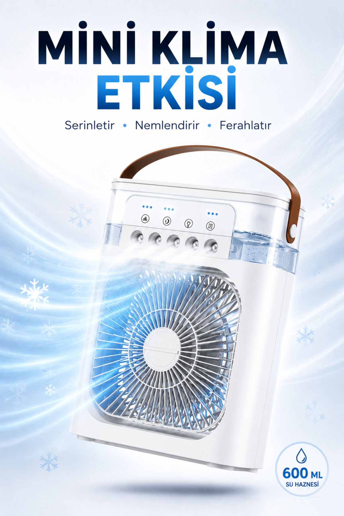 Mini Air Conditioner 5 Nozzle Air Cooler Fan | 600 ML With Water Chamber | With Humidifier | USB-C | Desktop Cooler