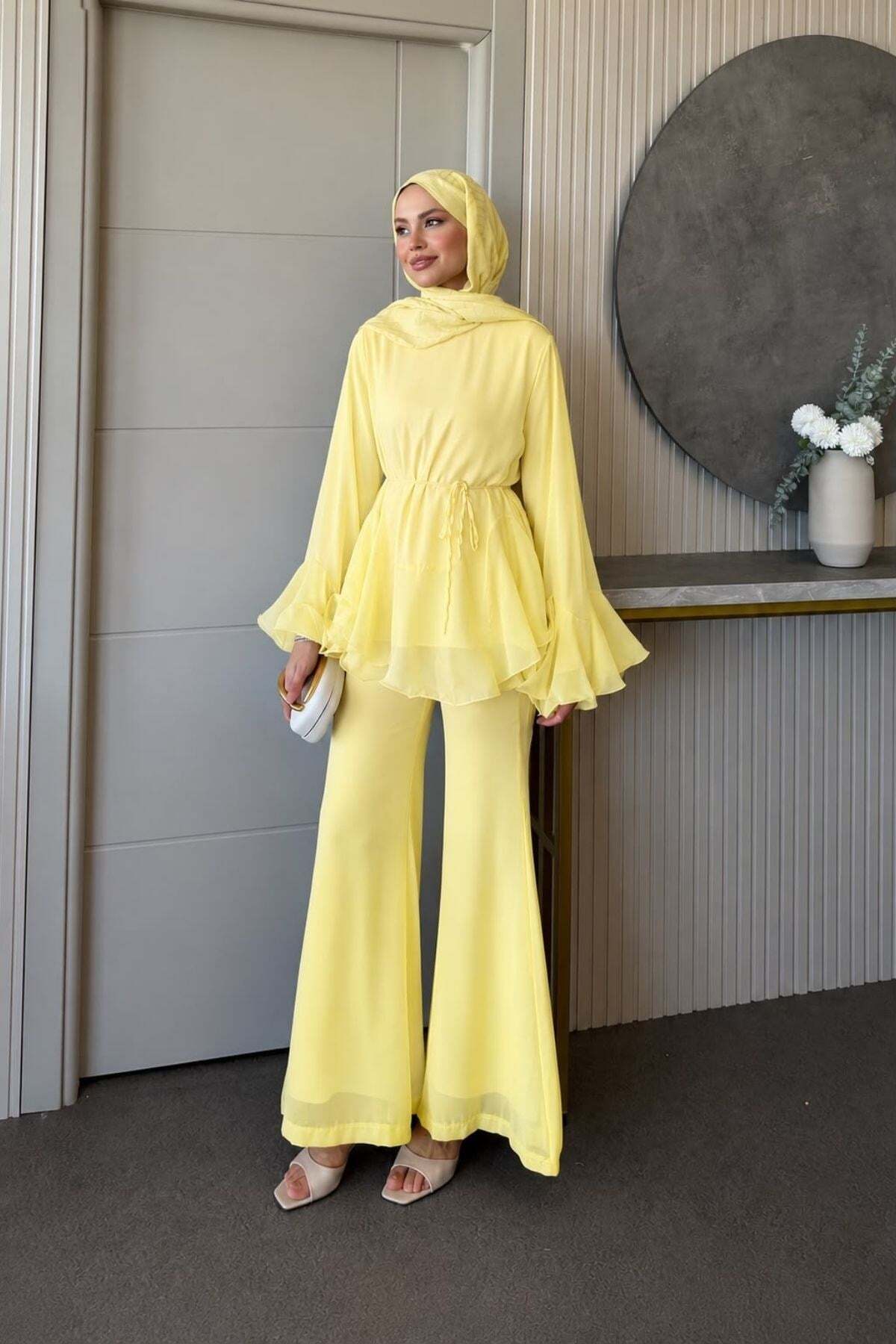 Hazamoda Moonlight Chiffon Suit Yellow