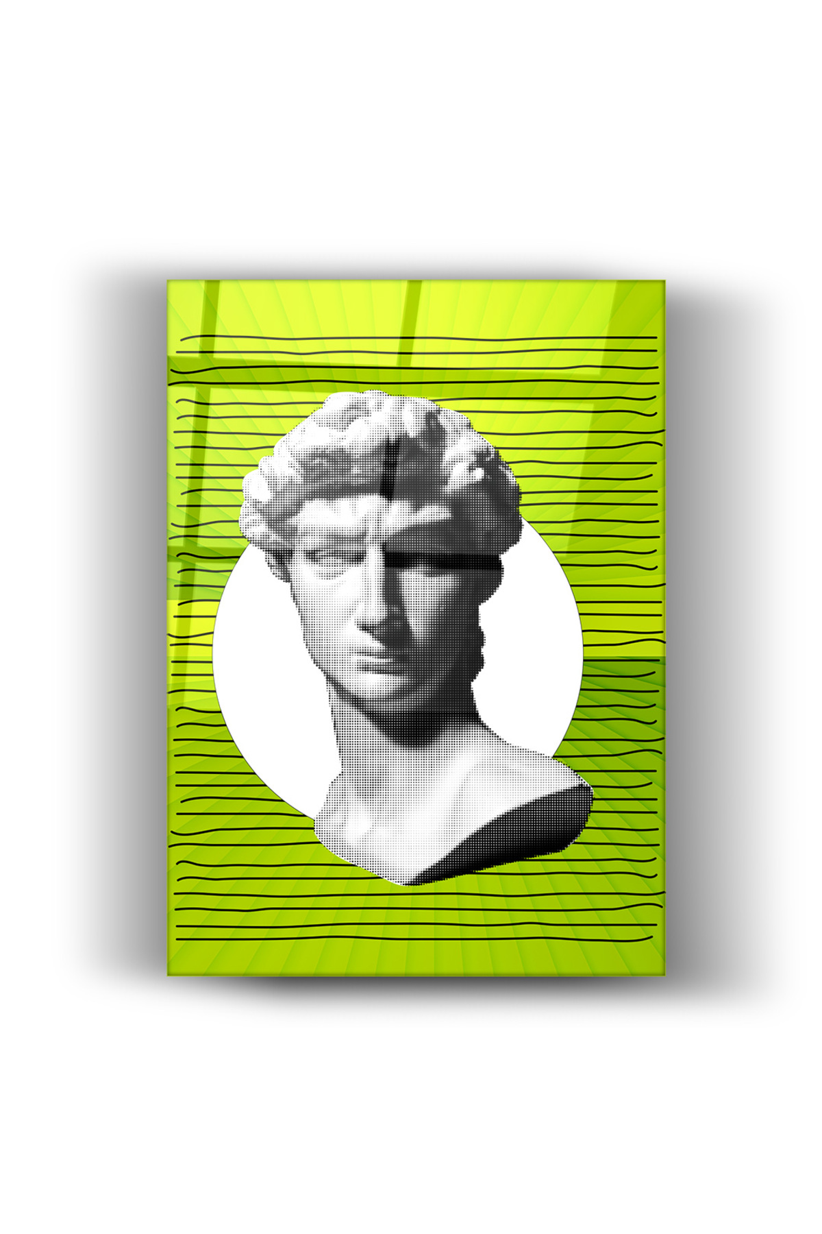 Modern Pop Art David Büstü Duvar Tablosu – Neon Yeşil Siyah Beyaz Dekoratif Tablo