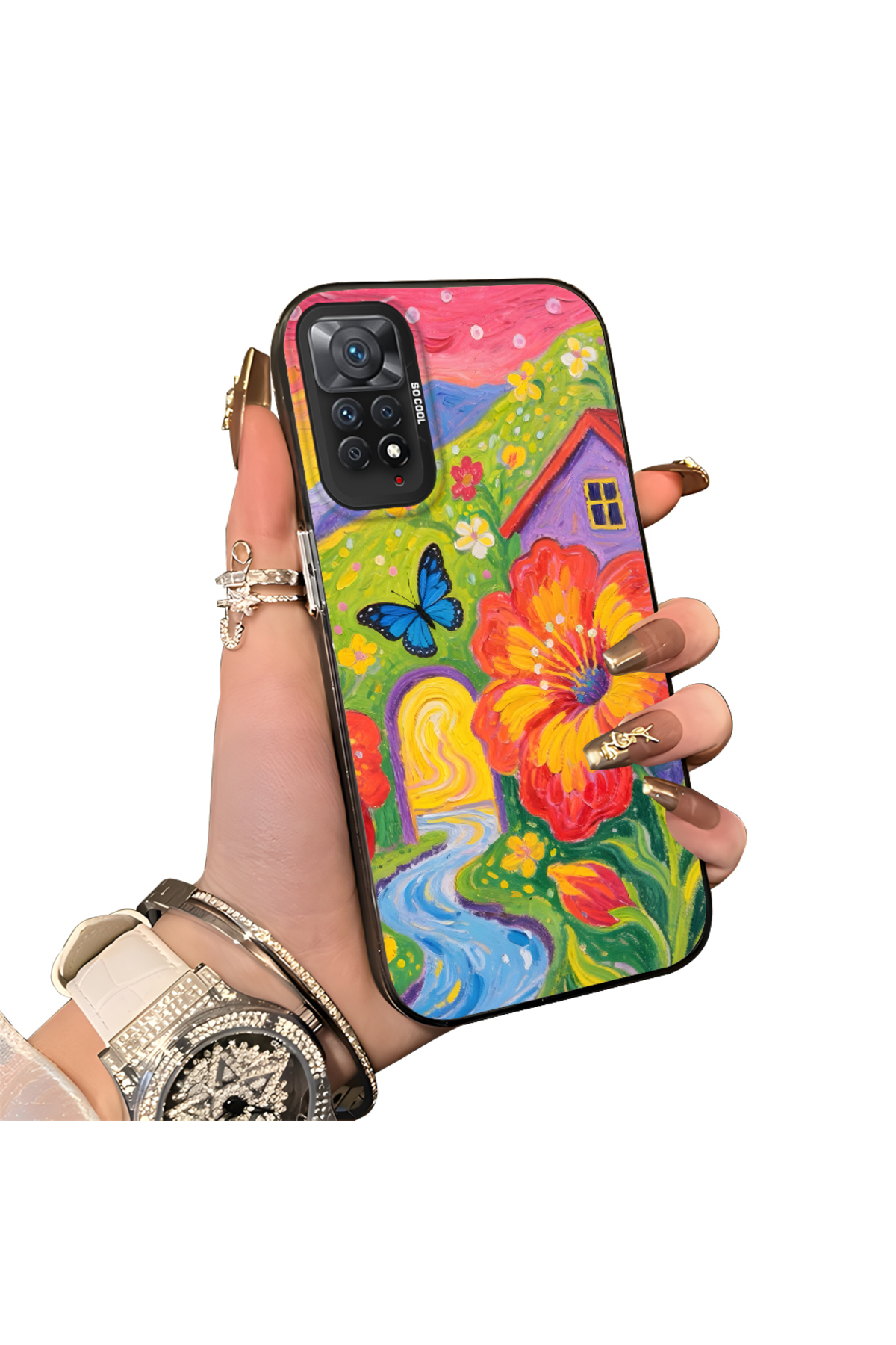 Redmi Note 11 Pro 5G Compatible Silicone Edge Hard Back Case Couple Phone Case Butterfly Pattern