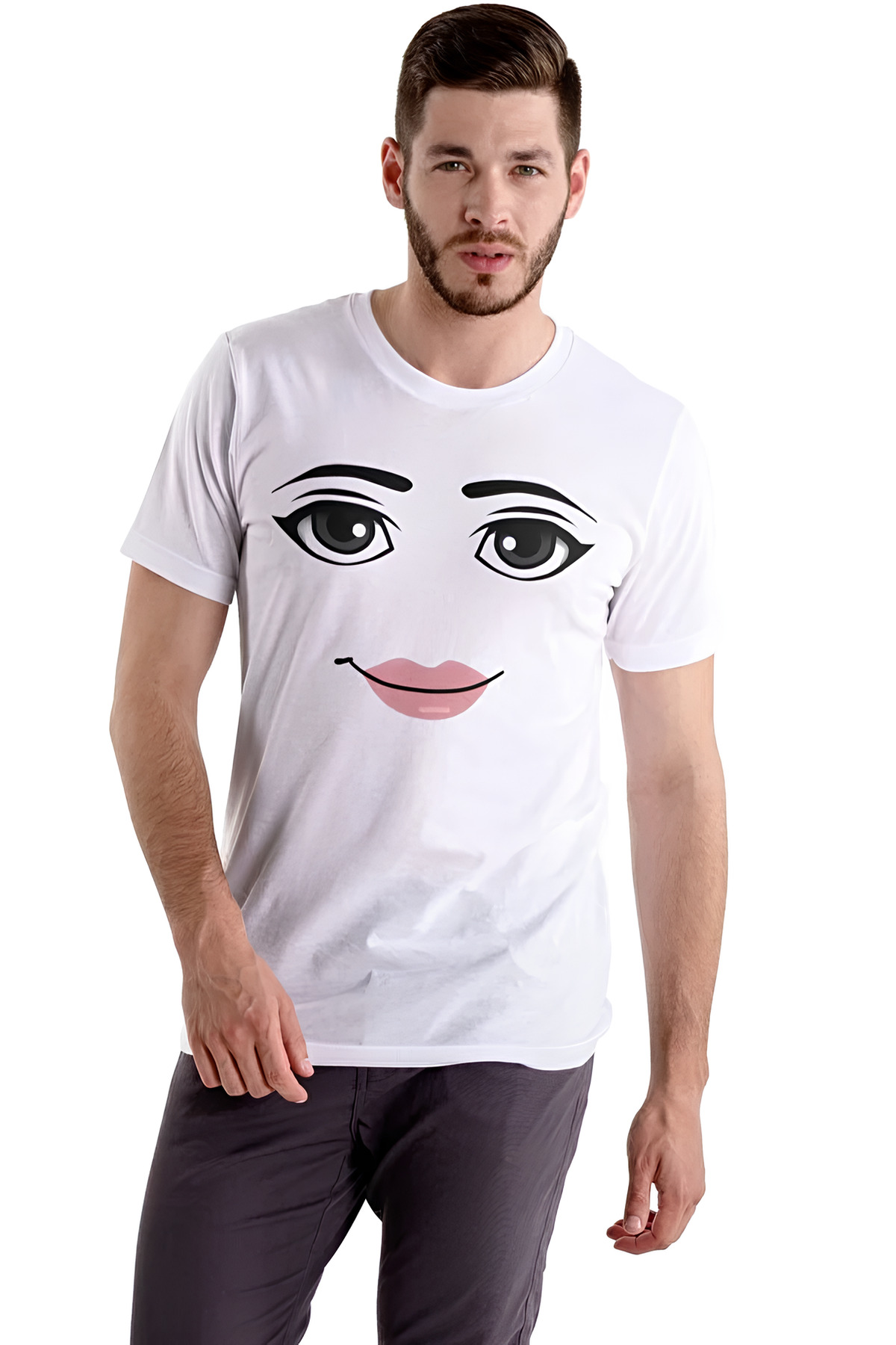 donamod Face Man Tişört Beyaz Unisex Tshirt görsel 2