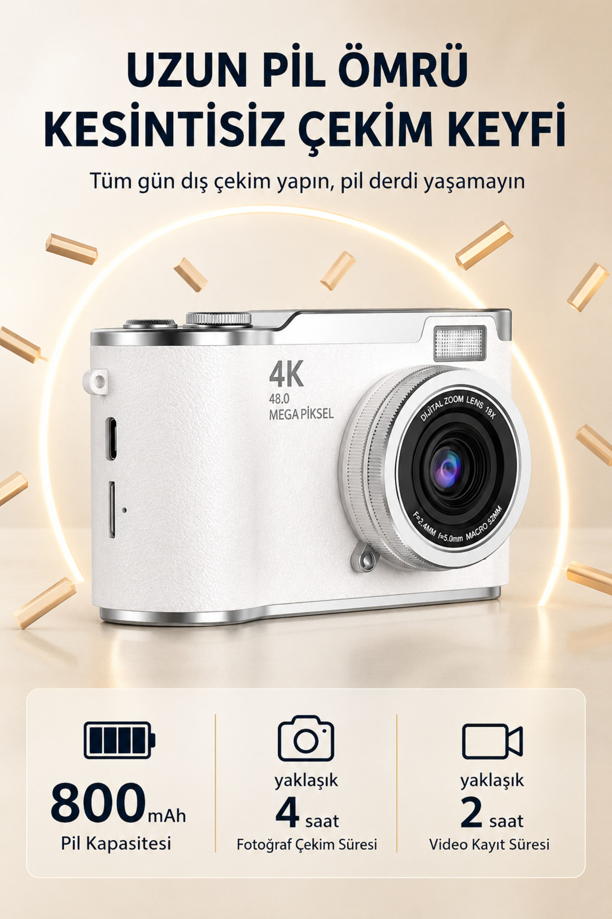 SEYUTECH 4K Dijital Fotoğraf Makinesi 48MP Flip Ekranlı 8X Zoom