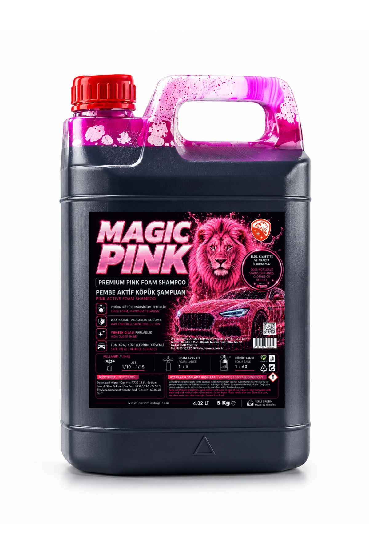 Newmix Magic Pink Fırçasız Sihirli Pembe Oto Şampuanı 5 Kg - Fiyatı