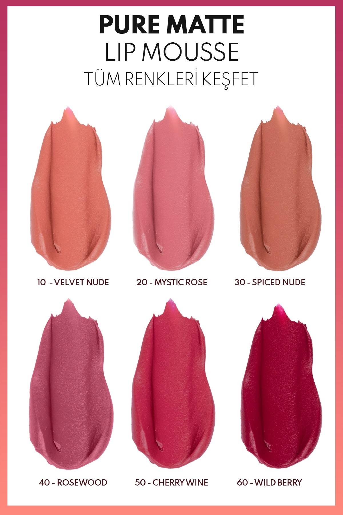 Pure Matte Lip Mousse 20 Mystic Rose Kadifemsi Mat Likit Ruj - Pembe — صورتی LST PURE MATTE LIP MOUSSE — تصویر 5 از 6