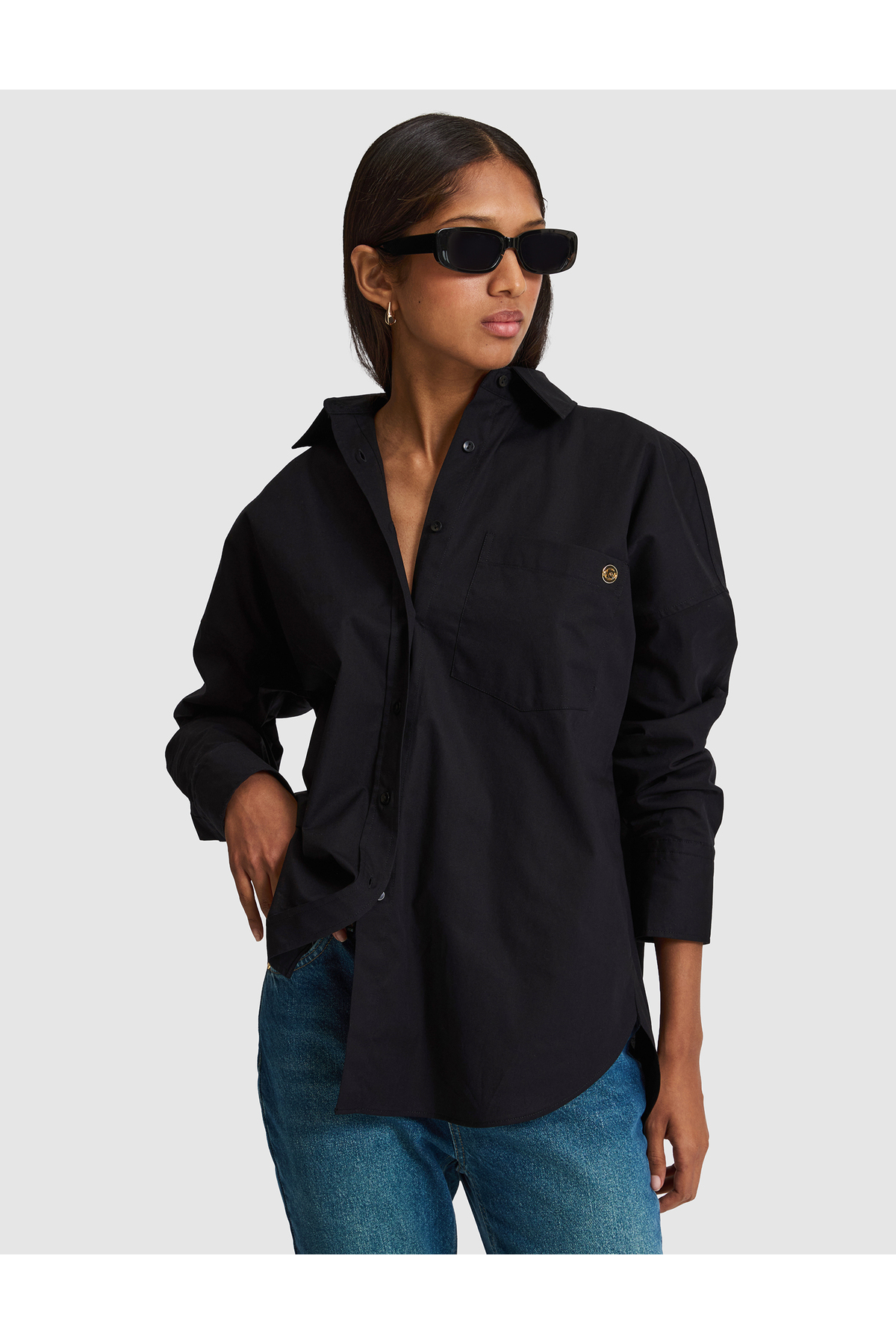 Pierre Cardin Siyah Oversize Uzun Kollu Gömlek 50328628-VR046 görsel 3