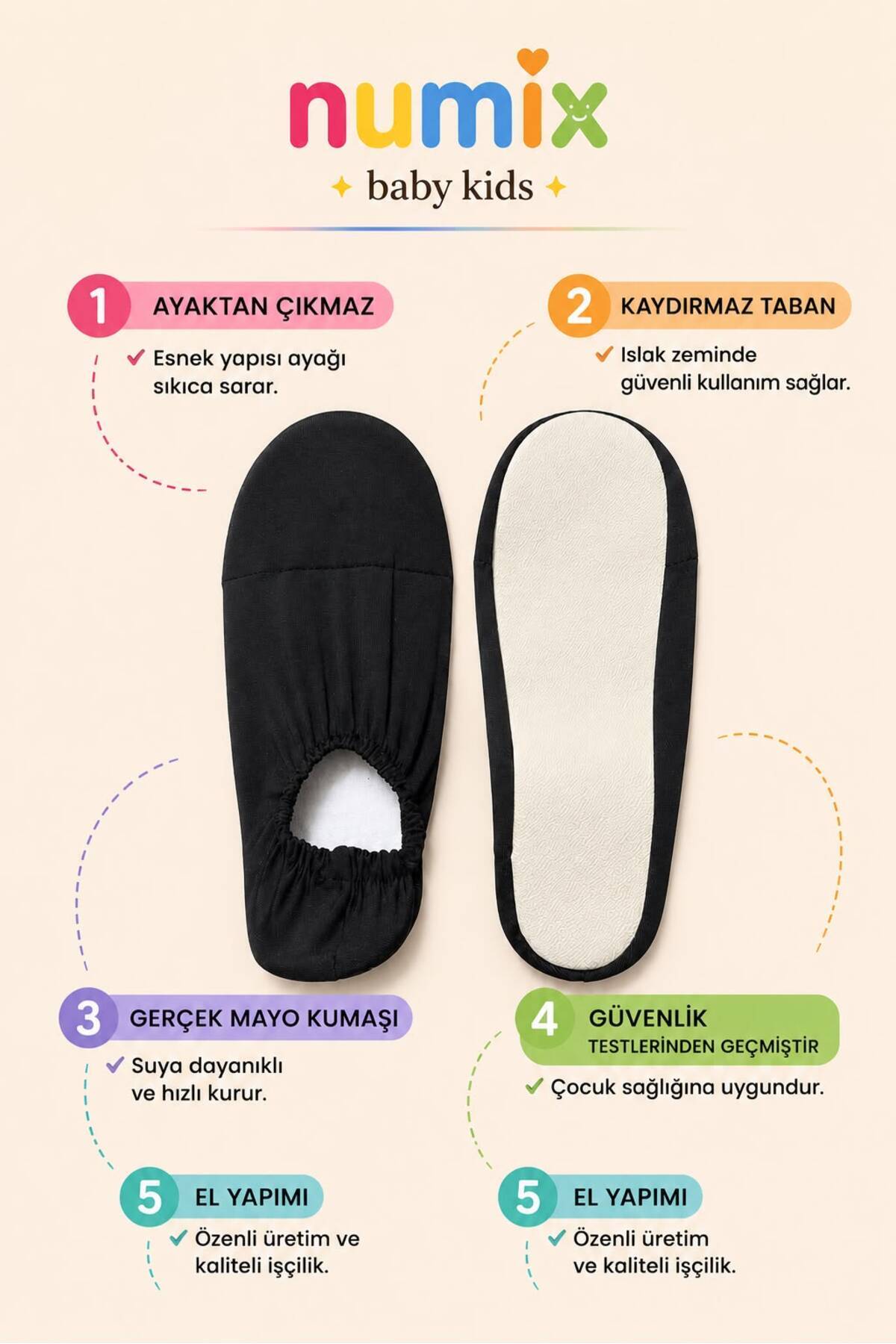 Numix Baby Kids Kaydırmaz Taban, Unisex Yetişkin-Çocuk, Deniz Ayakkabısı, Havuz Patiği, Havuz Ayakkabısı görsel 5