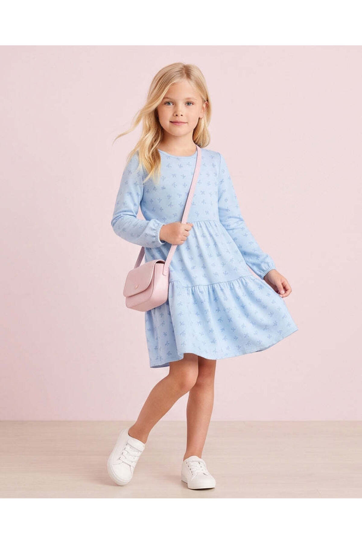 REDTAG Girls Sky Blue Summer Dress