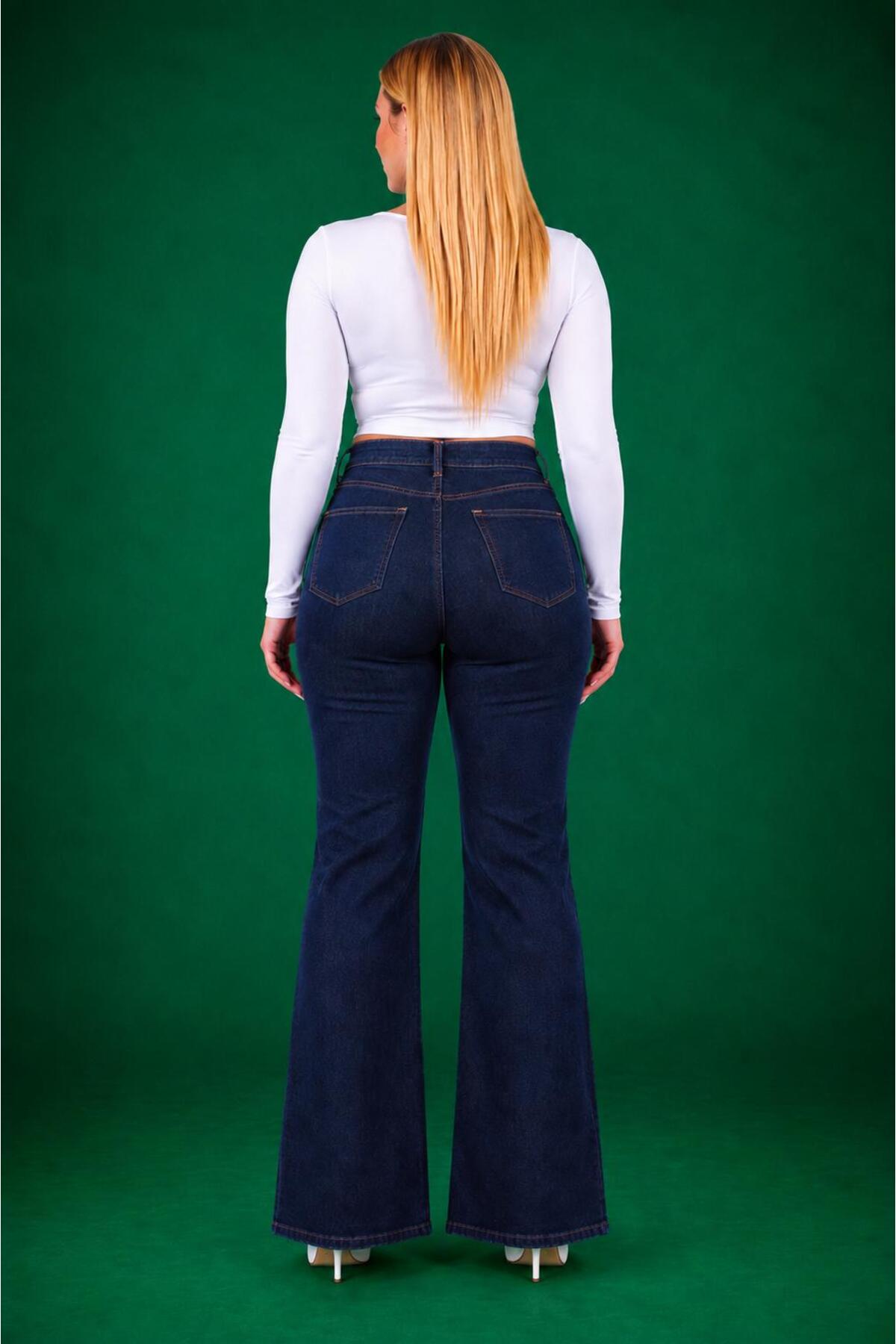 EYLÜLXXL İspanyol Paça Büyük Beden Jeans Pantolon görsel 6