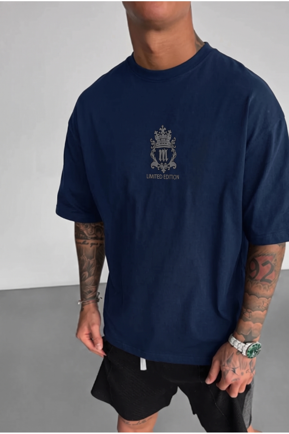 Teenage Millionaire Erkek Lacivert Royal Oversize Fit Bol Geniş Kalıp Salaş Kesim T-shirt görsel 2