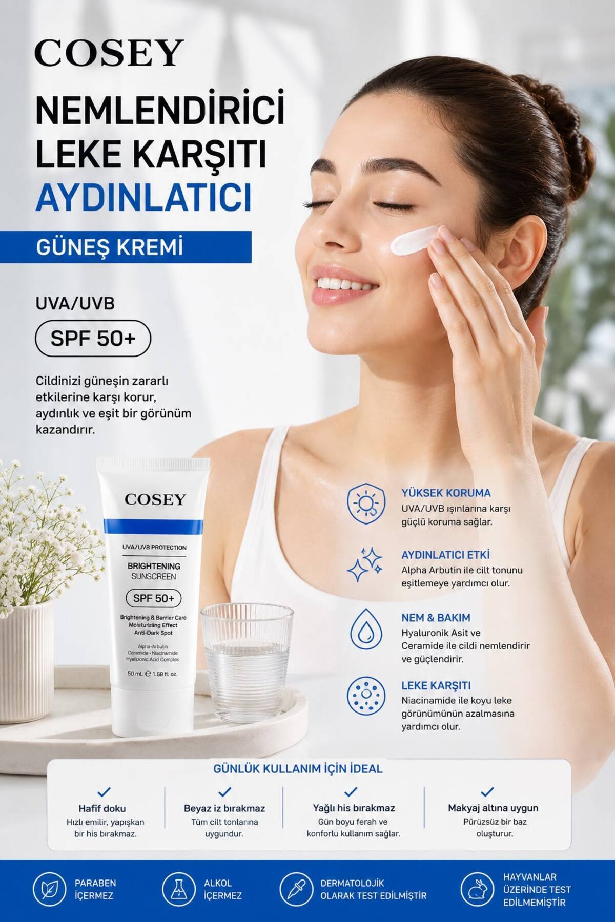 کرم ضد آفتاب روشن کننده و لک بر صورت 50ml / طیف وسیع UVA + UVB 50 SPF