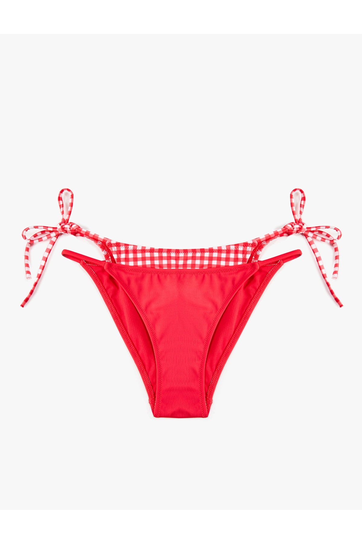 Yanları İpli Katmanlı Bel Detaylı Pötikareli Bikini Altı