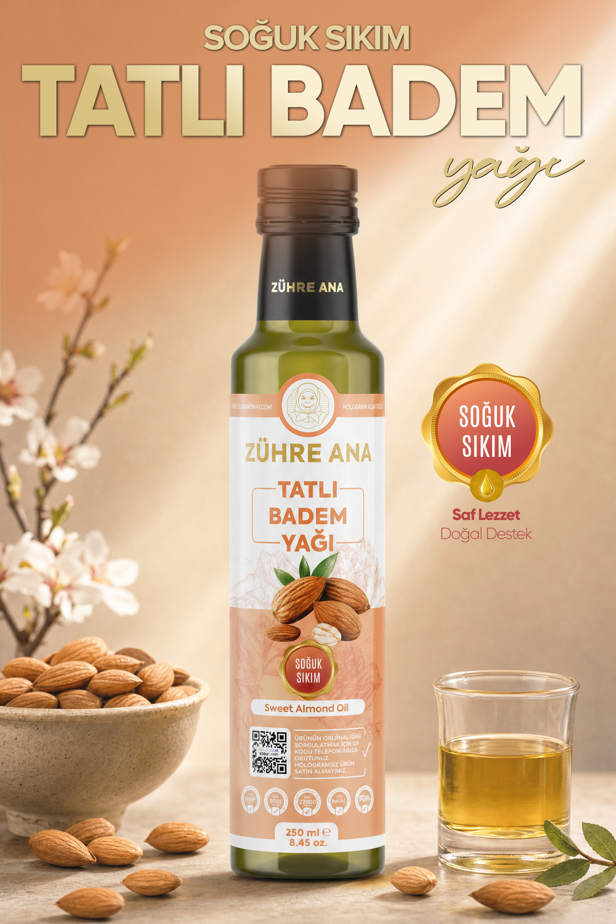 روغن بادام شیرین خالص پرس سرد ۲۵۰ میلی‌لیتر — ZHR-TR-06-00003 — تصویر 3 از 4