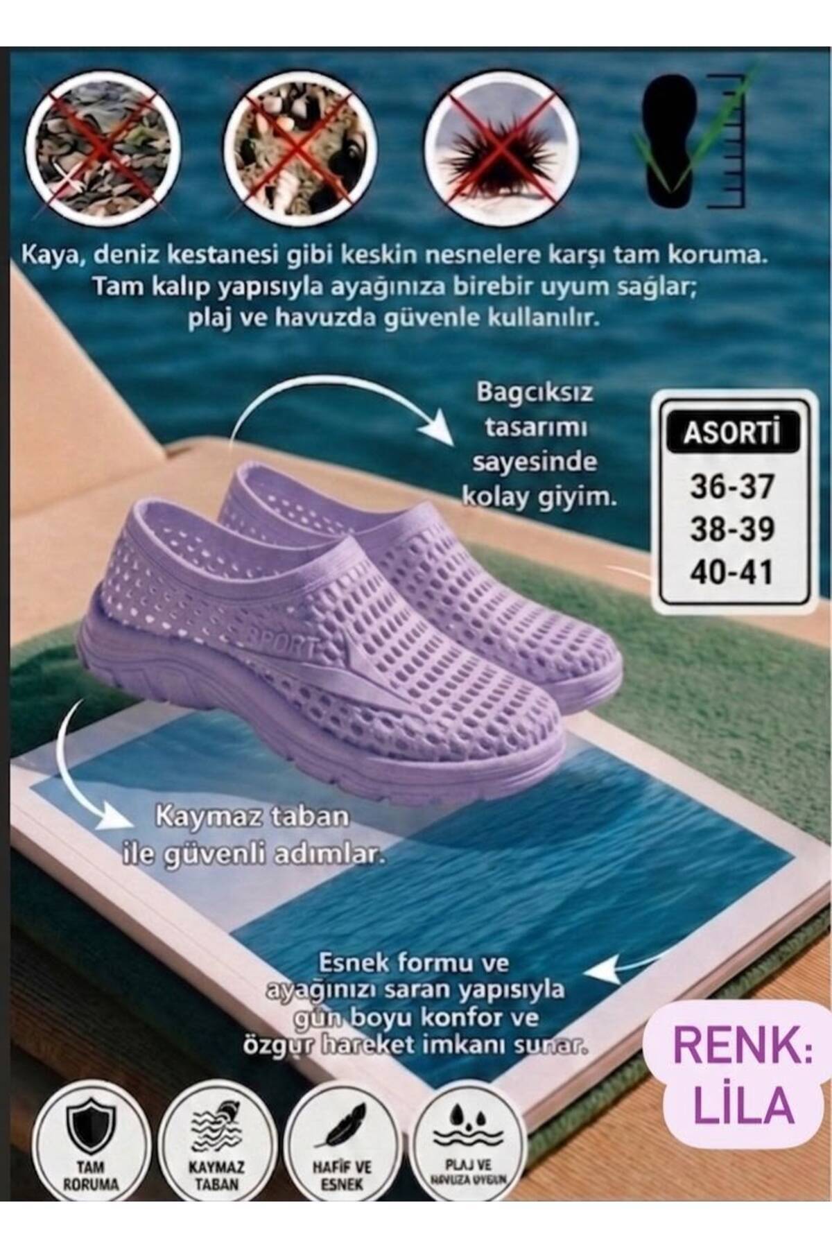 Genel Markalar Kadın Erkek Kaymaz Taban Deniz Plaj Ayakkabısı görsel 2