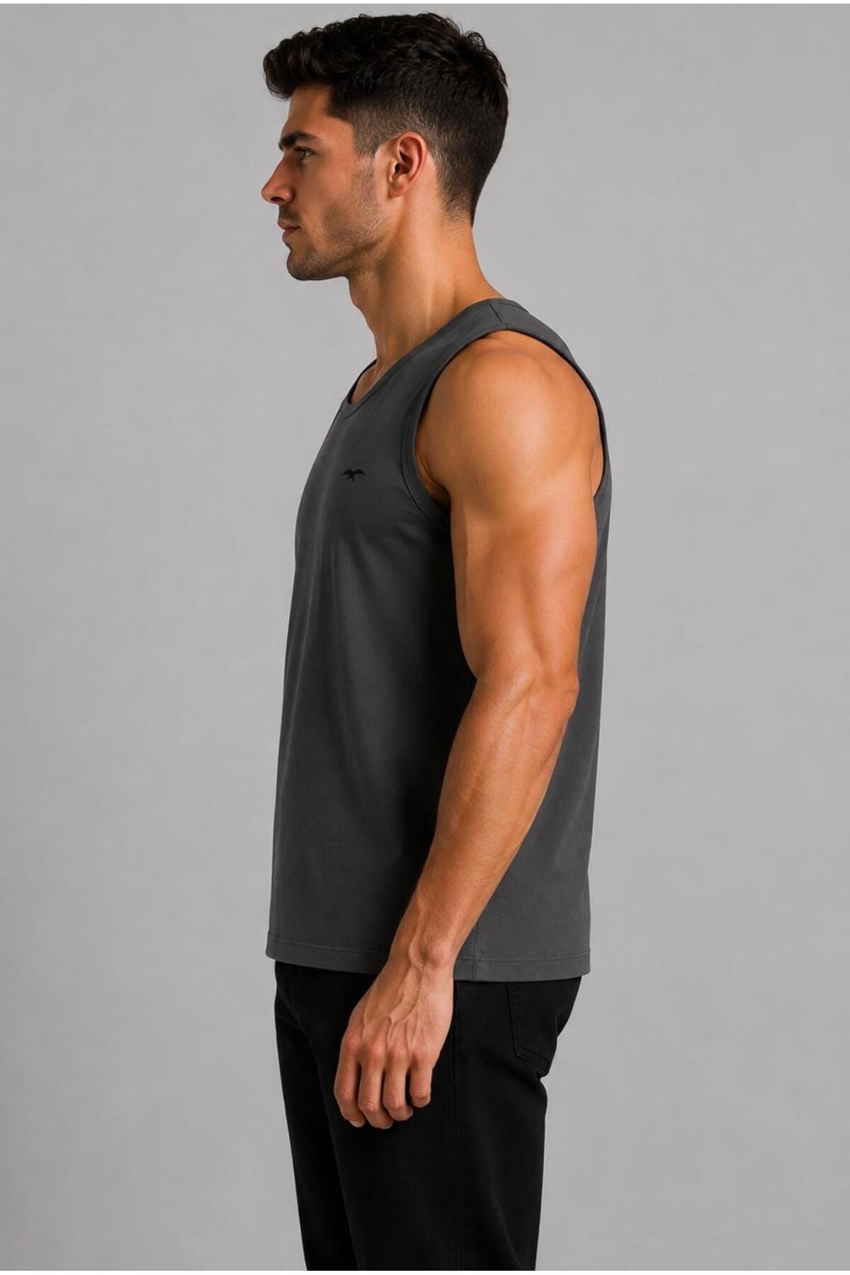 AXXEL Erkek Füme Askılı Atlet T-shirt-d235 görsel 2