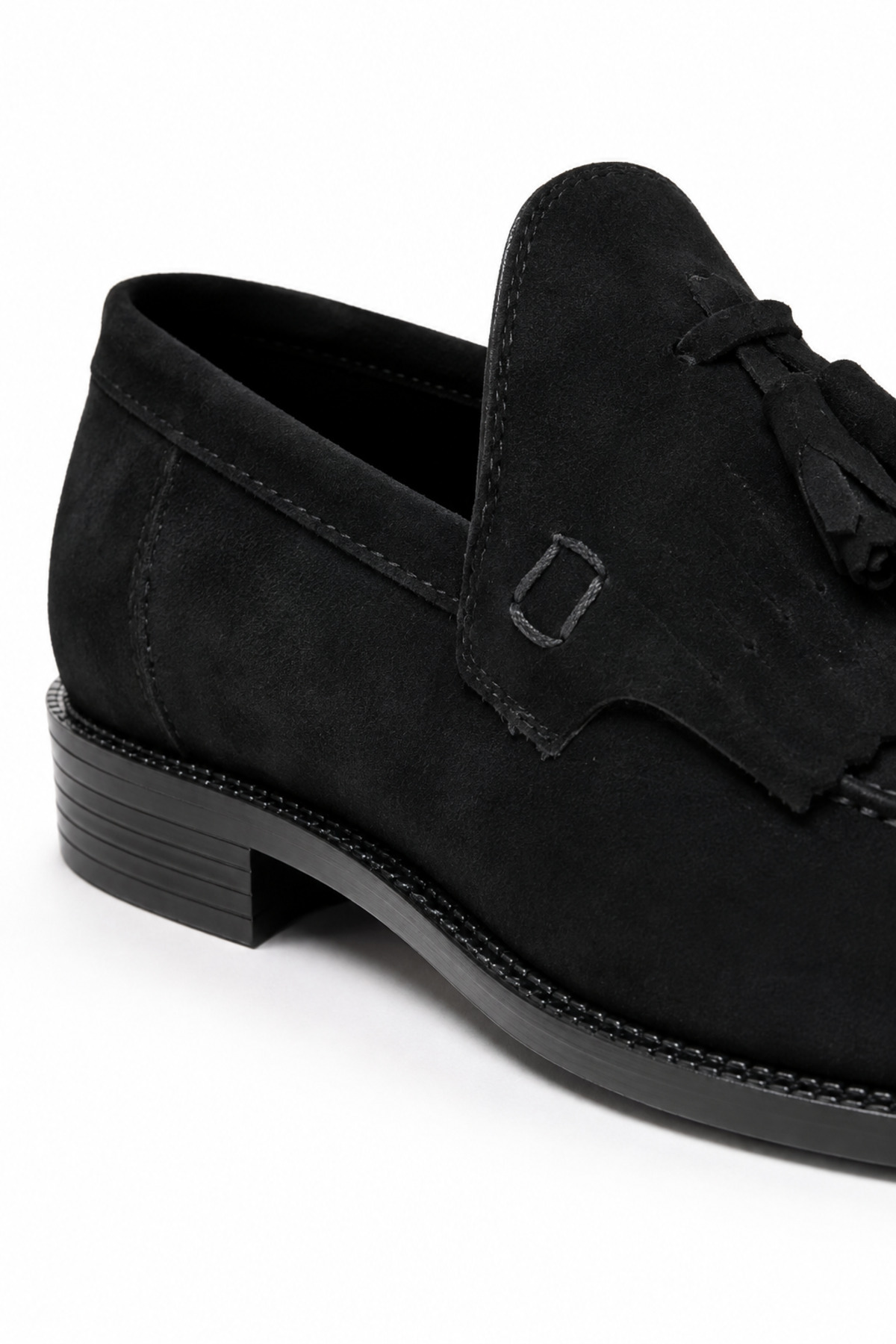 By Sabit Unisex Siyah Püsküllü Corcik Loafer Ayakkabı Bağcıksız Klasik Günlük Şık Kundura görsel 6