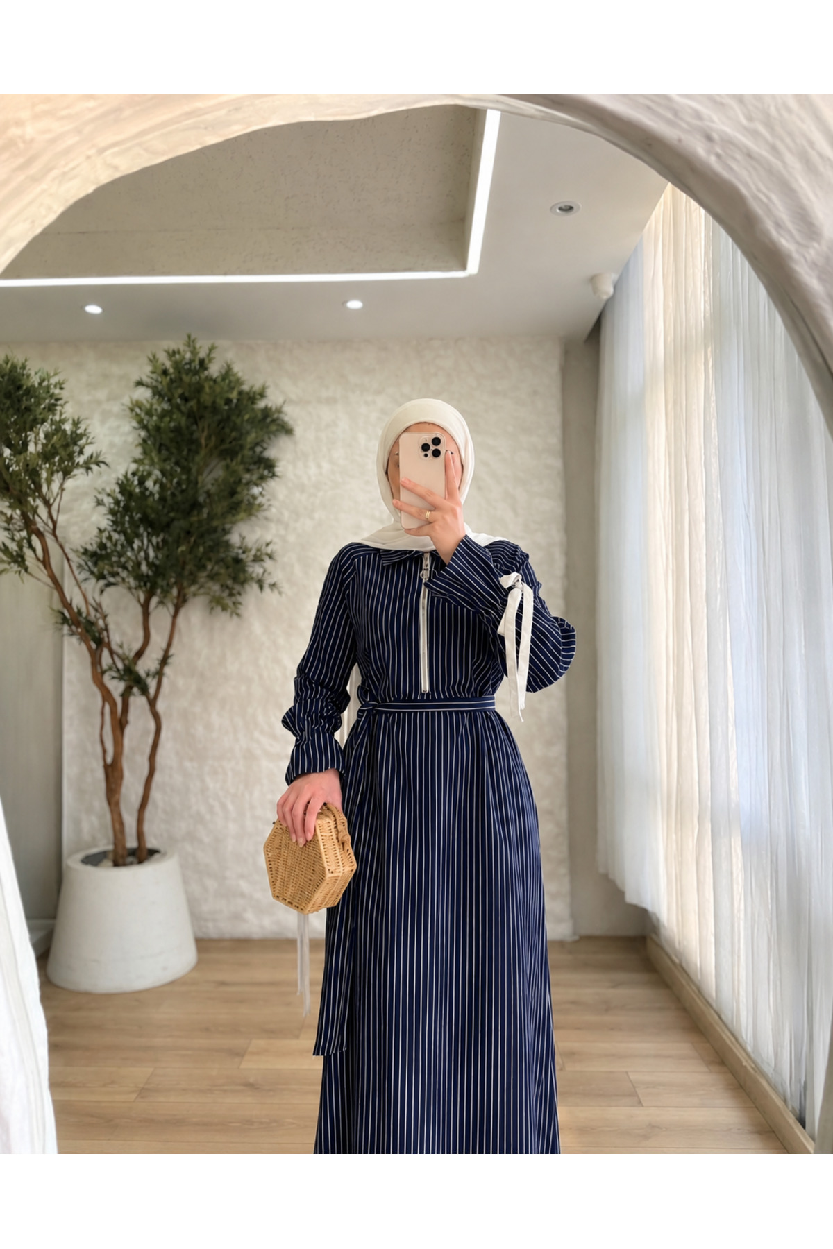 BELLASTORE Dilay Striped Belt Detailed Dress