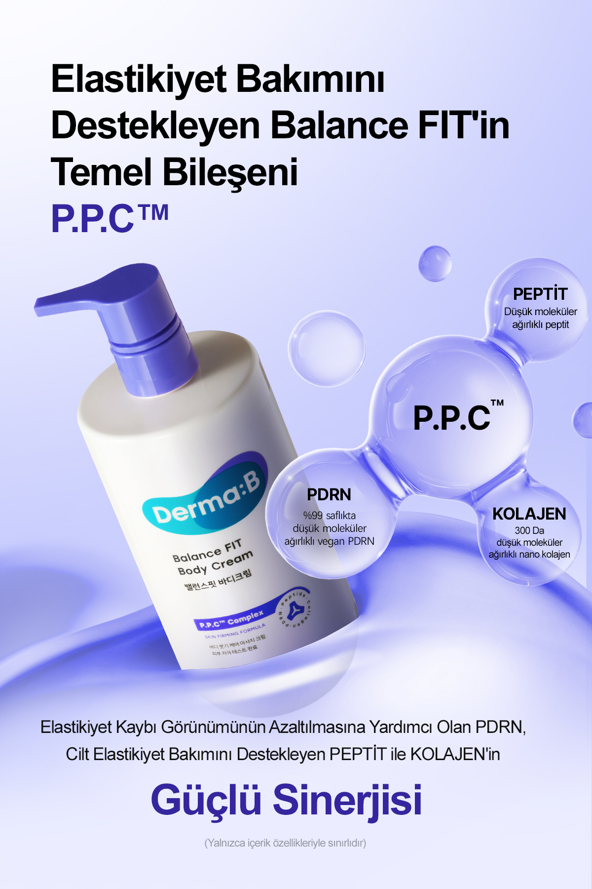 PDRN ve Kolajen İçerikli, Fit ve Sıkı Görünüm Sunan Masaj Kremi DERMA:B Balance FIT Body Cream — 9829 — تصویر 5 از 9