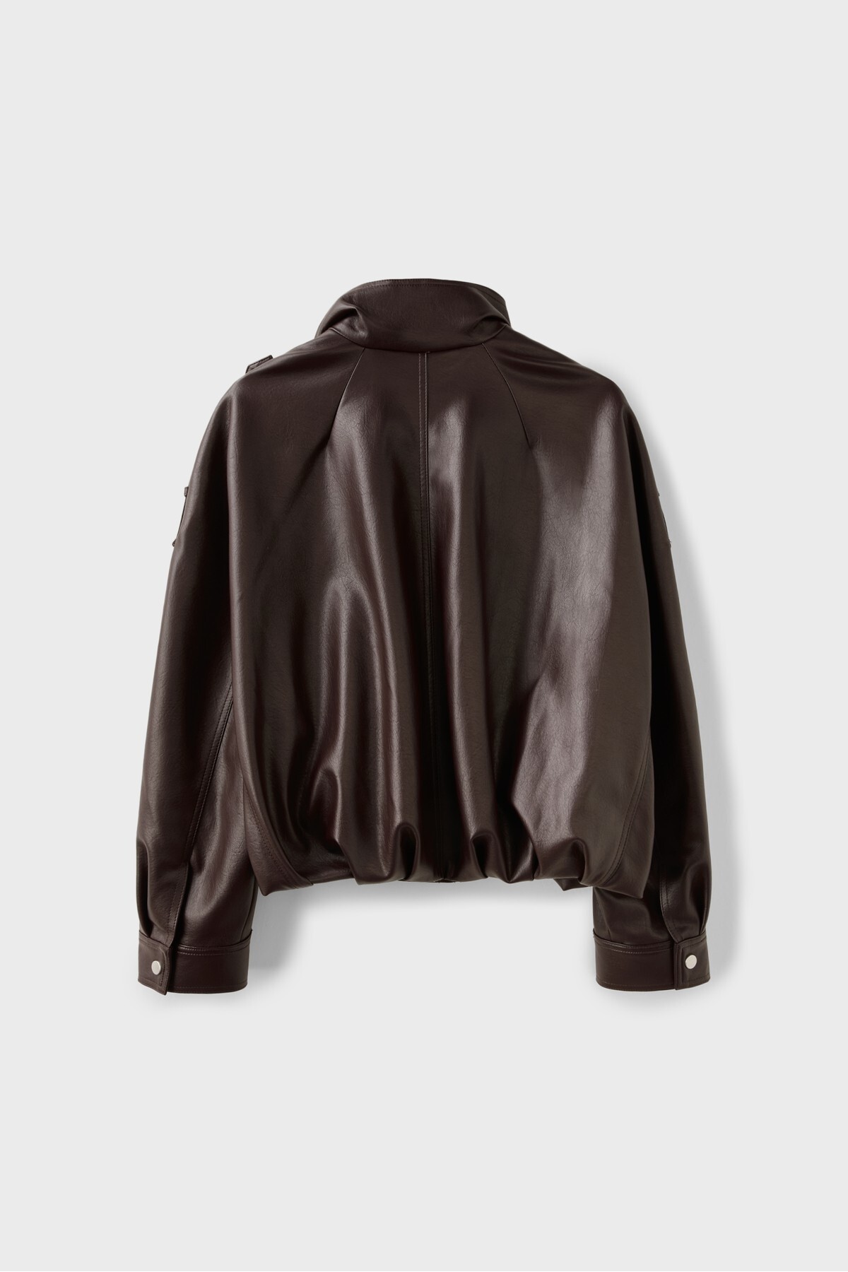 Stradivarius Oversize suni deri ceket görsel 7