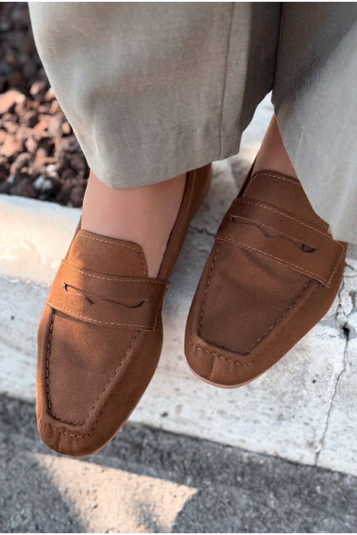I Love Shoes Orvino Kadın Loafer Kahverengi Süet görsel 4