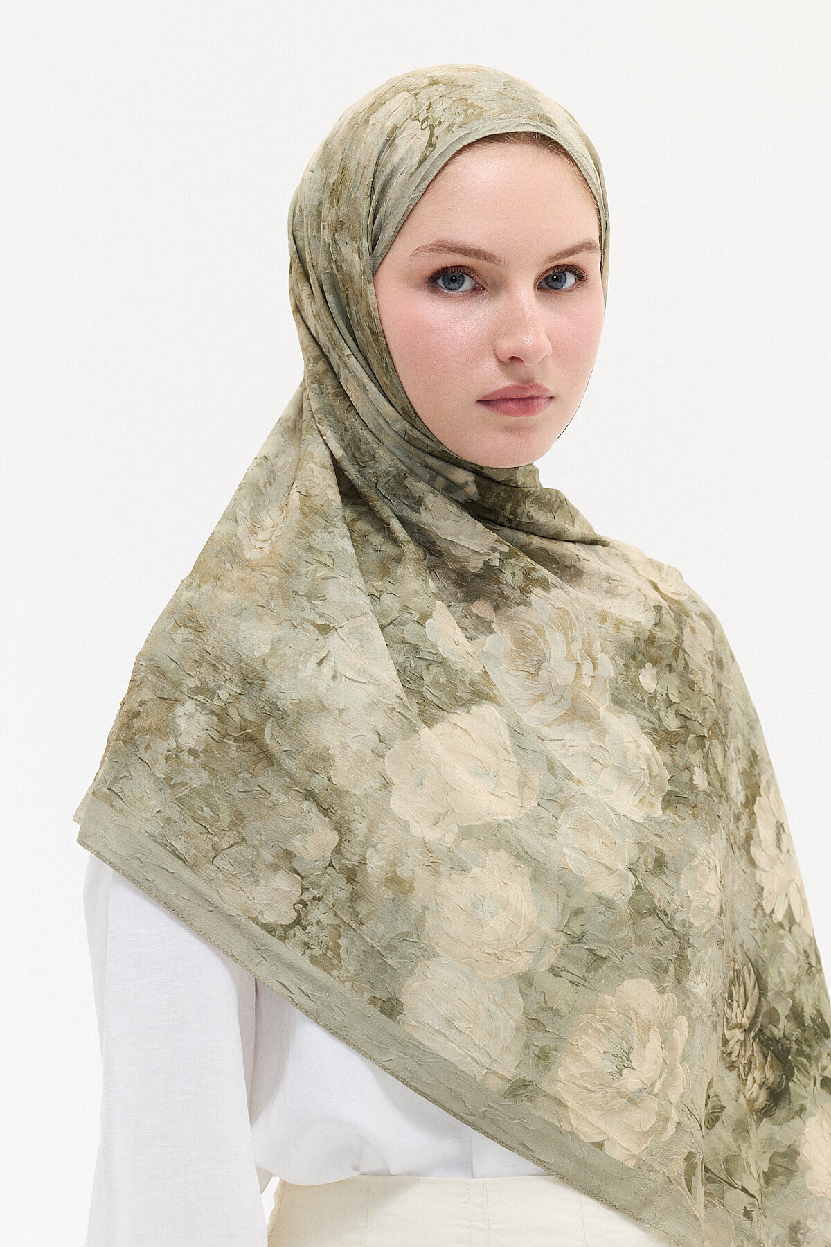 cs camellia scarf Atlantis Kraş Şal - Haki görsel 2