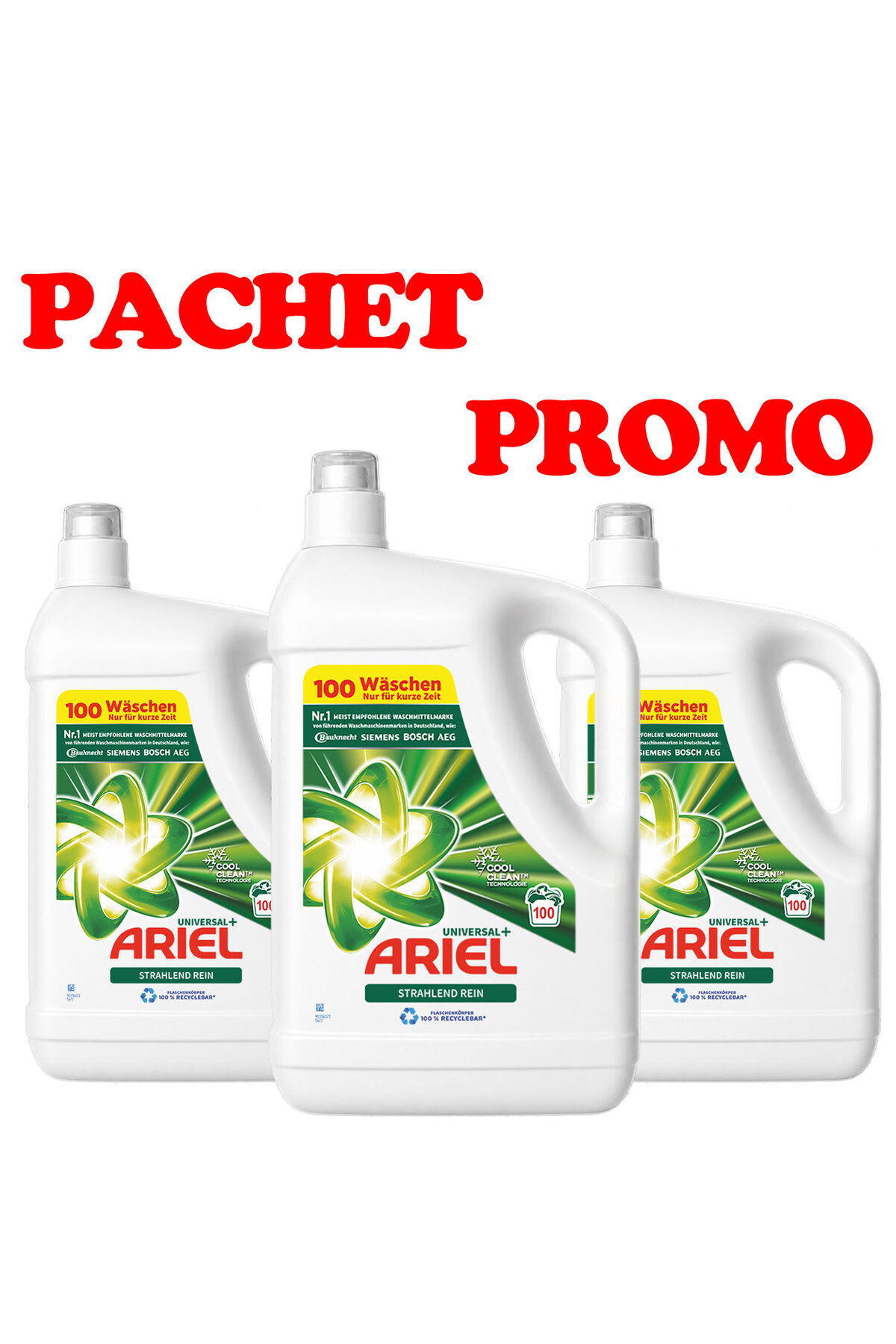 Ariel Professional 3 x Detergent lichid de rufe Universal, 100 de spălări, 5L
