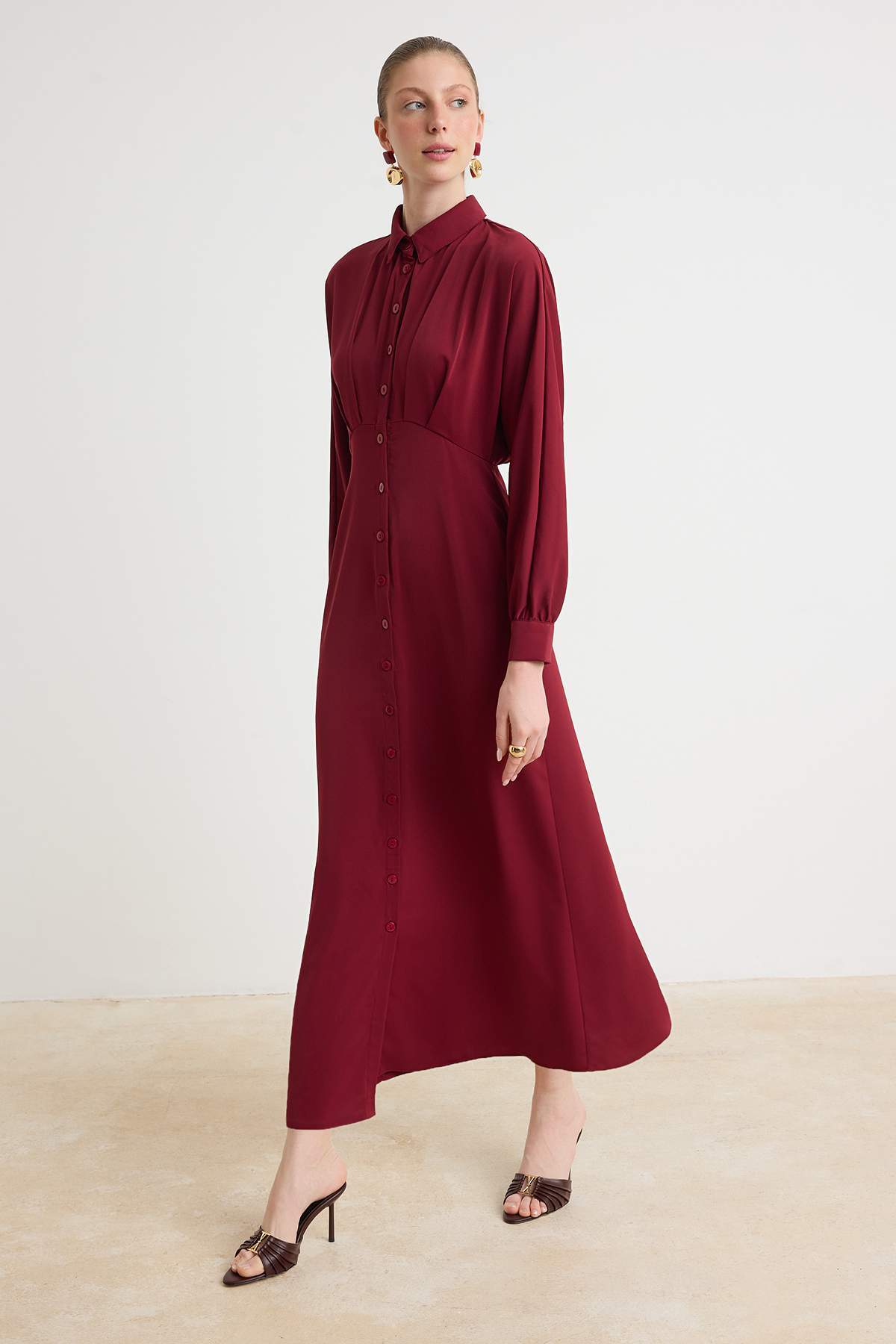 Trendyolmilla Modest Mürdüm Astarsız Düz Dokuma Elbise&Tulum Jessica Tesettür Elbise TCTSS24EB00011