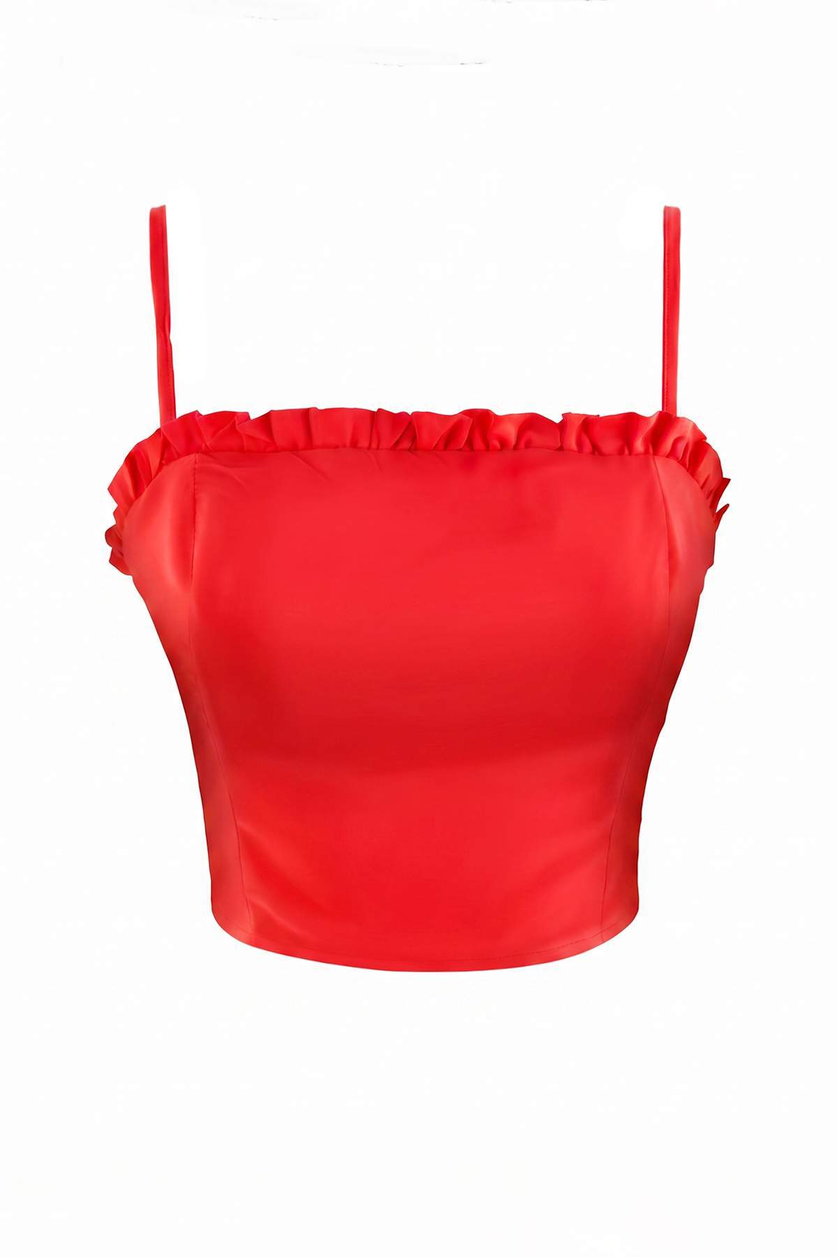 Trendyolmilla Kırmızı Sırtı Gipe Detaylı Askılı Dokuma Bluz TWOSS26BZ01086