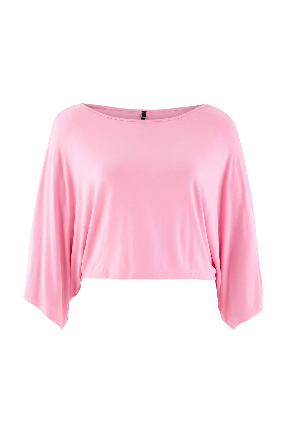Trendyolmilla Curve Pembe Yarasa Kol Yumuşak Dökümlü Örme Büyük Beden Bluz TBBAW27AF00012
