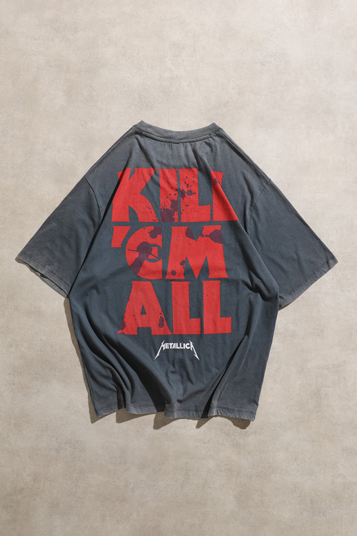 تی شرت بزرگ یونیسکس مشکی کم رنگ متالیکا Kill'Em All Vintage 2