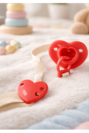 Tgm Baby Kalpli Emzik Askısı ve Diş Kaşıyıcı Askısı ( Taşıma Kablı ) Berry Red