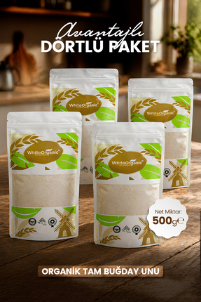 White Organic Organik Tam Buğday Unu 500 gr 4 Adet